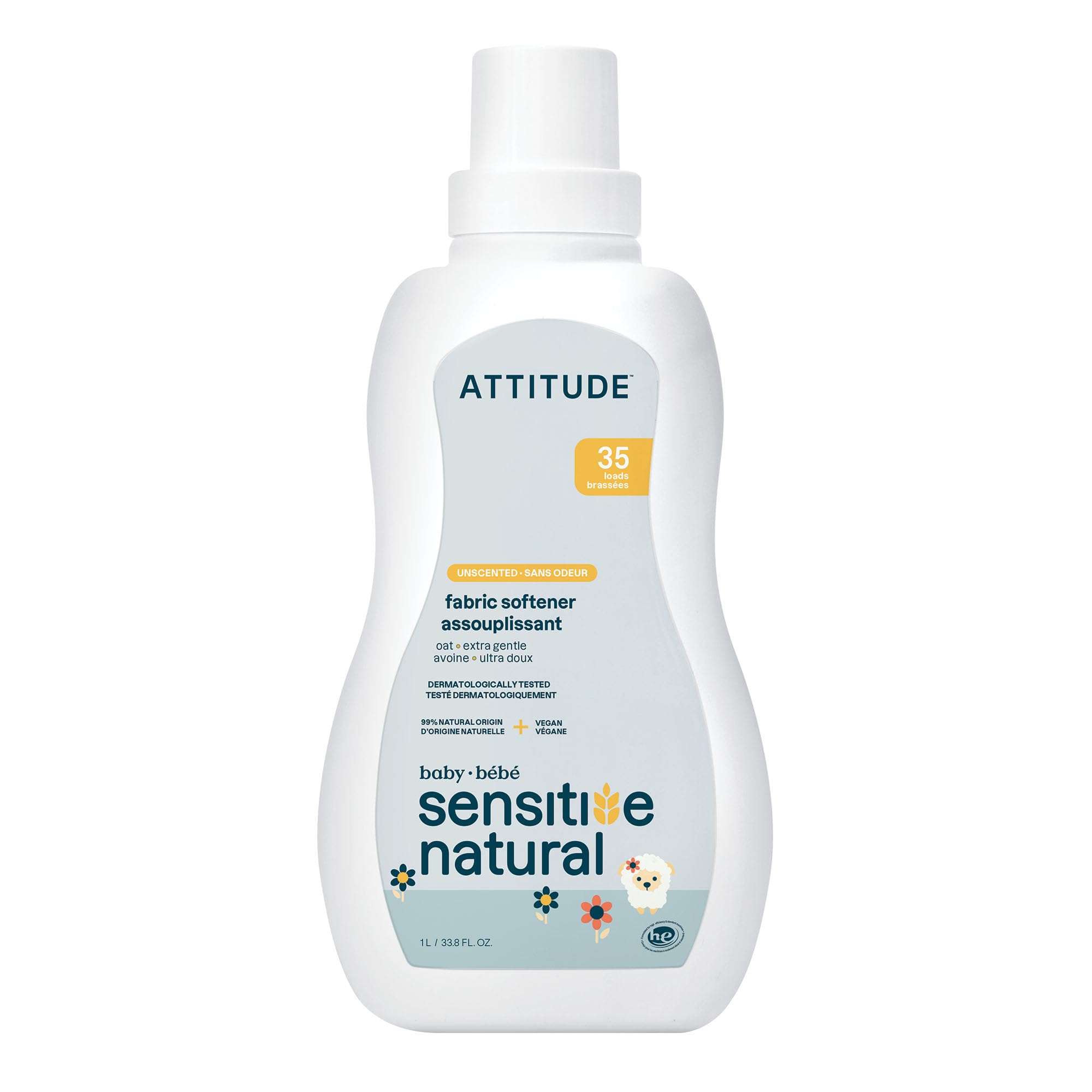 Attitude Baby Sensitive Skin Care Natural Fabric Softener, Fragrance Free, 35 Loads