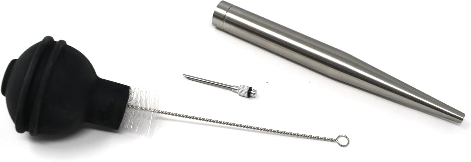 Norpro Deluxe Stainless Steel Baster with Injector and Cleaning Brush 11" x 2" x 2"