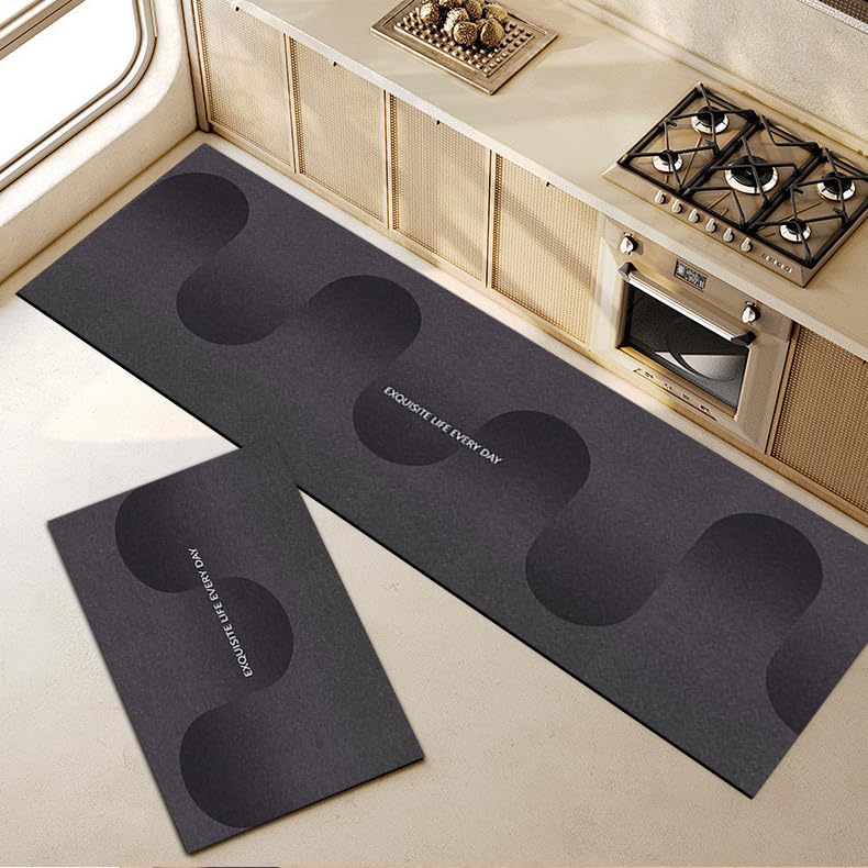 Image of Roslen Kitchen Mats for Floor 2 Pcs, Waterproof Memory Foam Standing Desk Floor Mat, Comfort Runner Rug Floor Carpets for Kitchen Sink Laundry Bedroom and Office (118 * 38 cm, 58 * 38 cm)