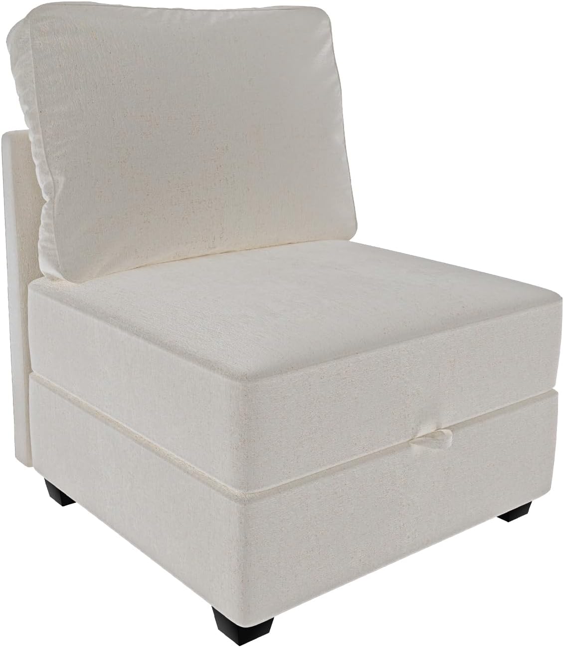 mestyl Armless Chair with Storage, Single Seat Module of Sectional Sofa (Beige) Armchair Beige