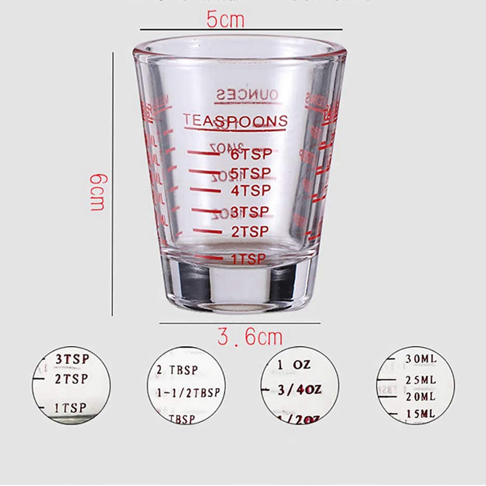 Lot de 18 verres à liqueur à expresso - Verre à vin lourd - 26 mesures incrémentales - 28,3 g, 6, 2 TB, 30 ml