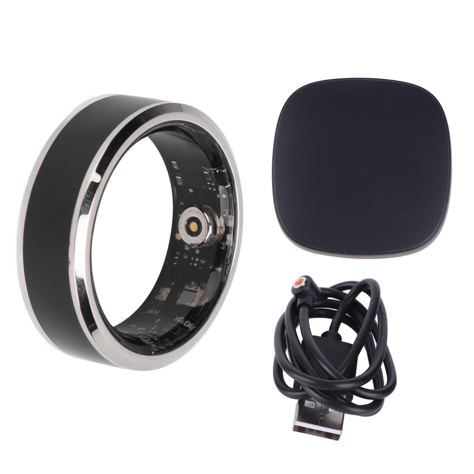 Smart Health Ring Anillo Inteligente Para Hombres Y Mujeres, Rastreador De Ejercicios, Monitor De Sueño, Sensor De Temperatura, Podómetro Y Anillo Inteligente Negro Resistente Al Agua,(Talla 8)