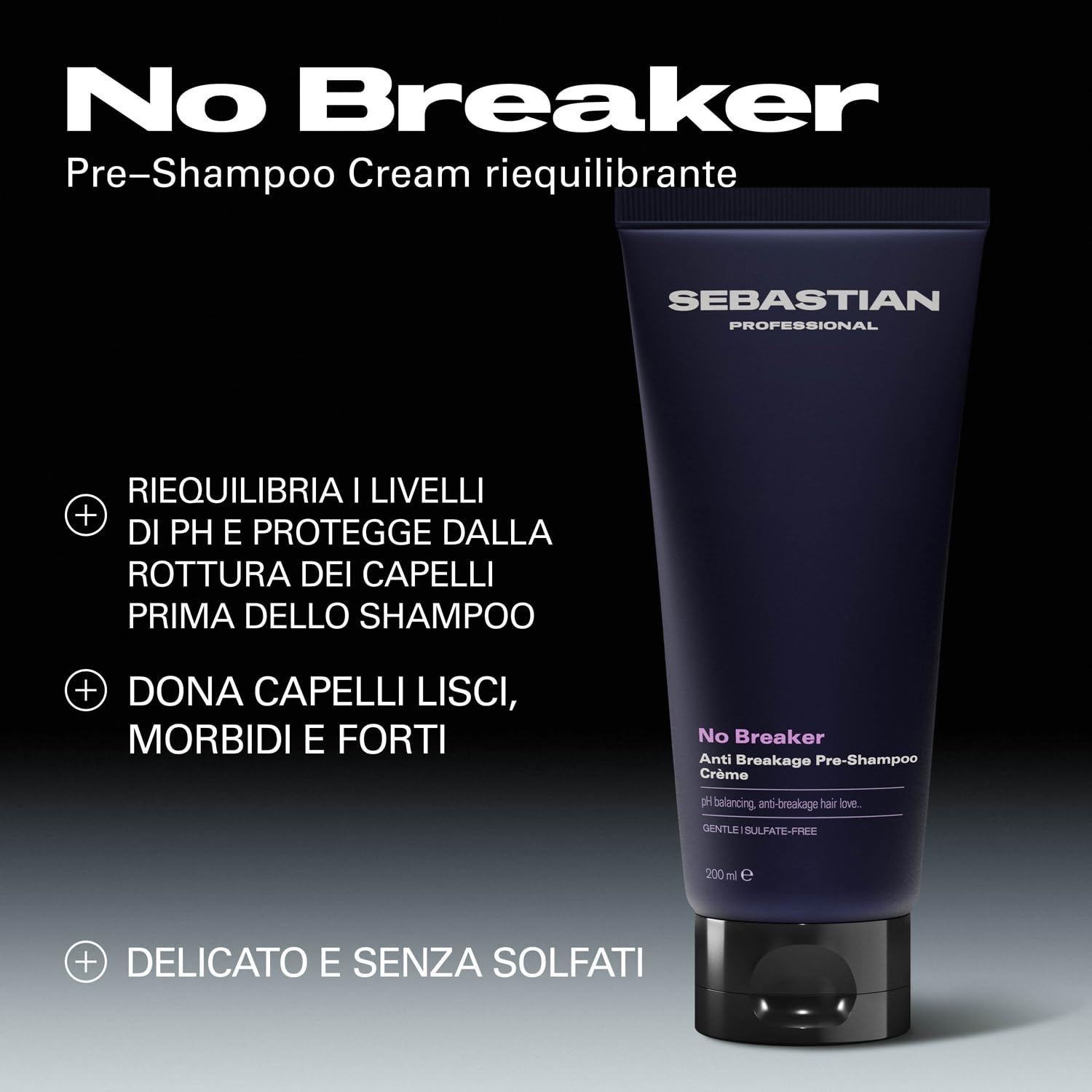 Sebastian Professional No Breaker Anti Breakage Pre-Shampoo Crème – Crema pre-shampoo senza solfati che protegge e leviga i capelli lisci e danneggiati, 1L