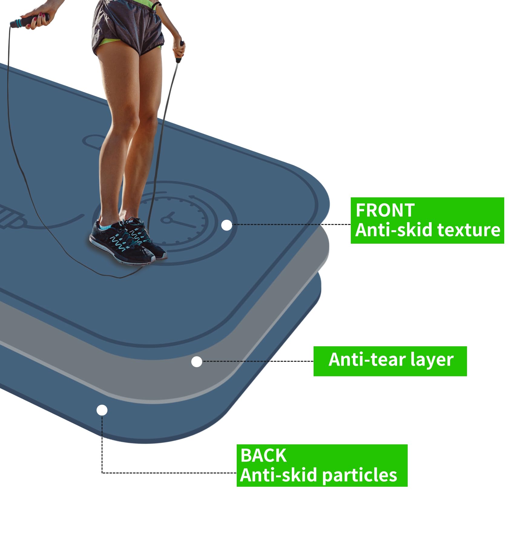 Skipping Rope Kinder Fiita 8 Mm Springtouwmat Met Springtouw Mat Voor Binnen En Buiten, Ideaal Voor Touwspringen En Voor Training In Een Kleine Ruimte (140 X 62 Cm Indoor Outdoor Mat