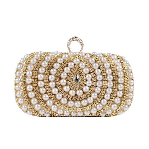 [XSDIAQG] Imitation Pearls Women's Evening Bag French Creative Clutch Purses(Gold)