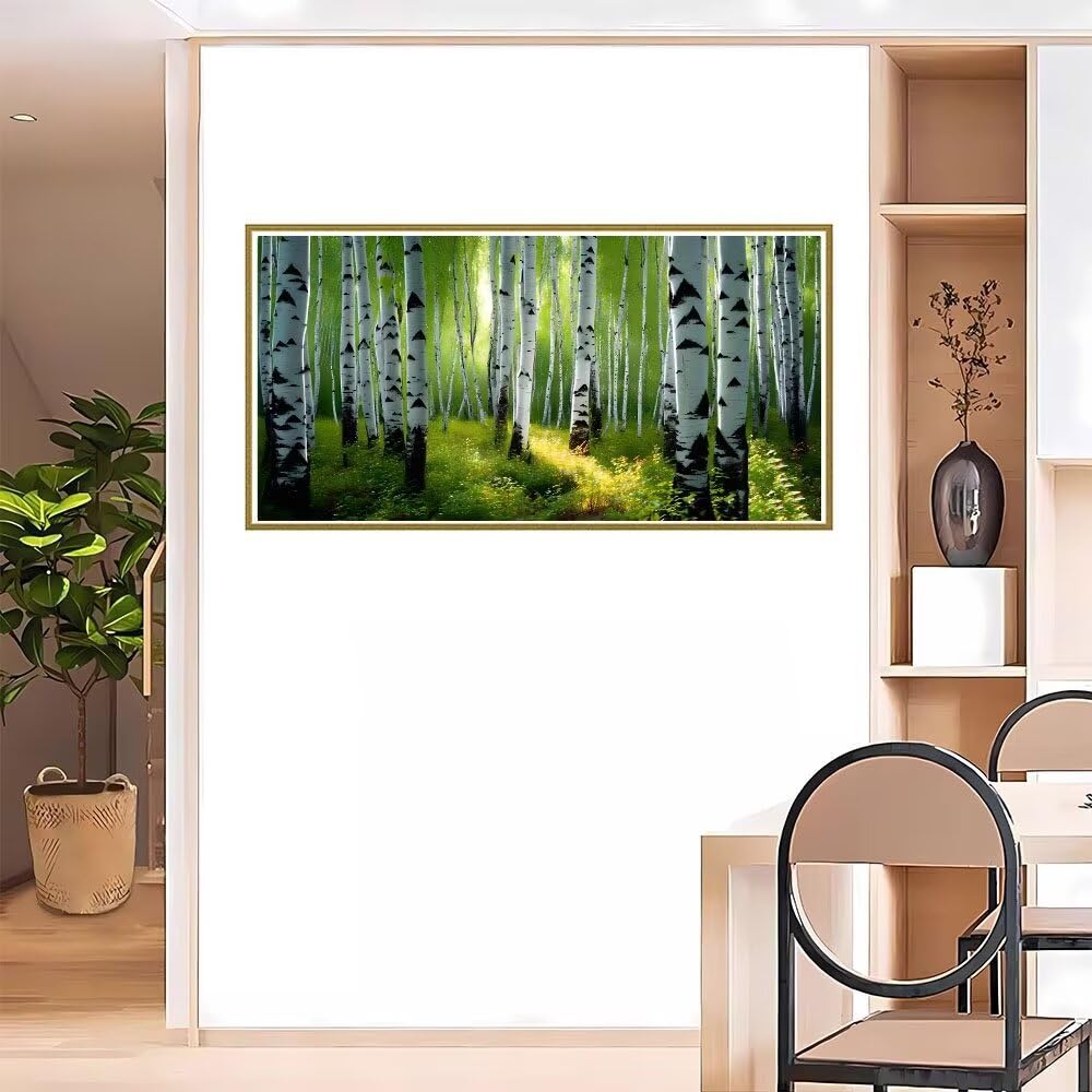 5D DIY Diamond Painting Kit Completo, betulla argentata Diamantini Strass Ricamo a Punto per Adulti Bambini Decorazione Casa, Kit per Pittura Diamante Mosaico Fai Da Te, per Decor Casa 50x100cm S-12