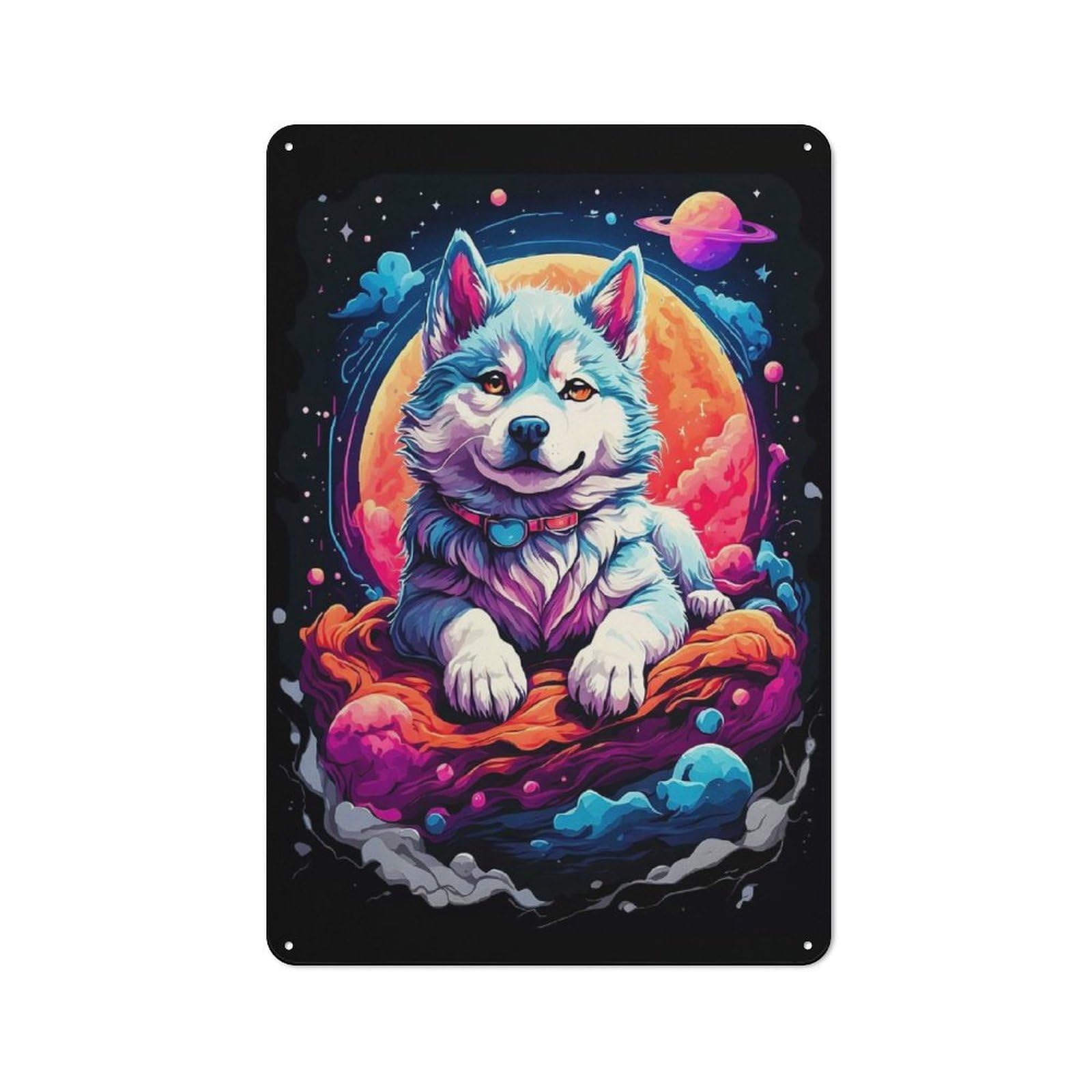 Junmoney Siberian Husky Puppies Vintage Tin Sign 30X20cm For Hobby Room Or Studio, A New Home Present For Creative Interior Collectors