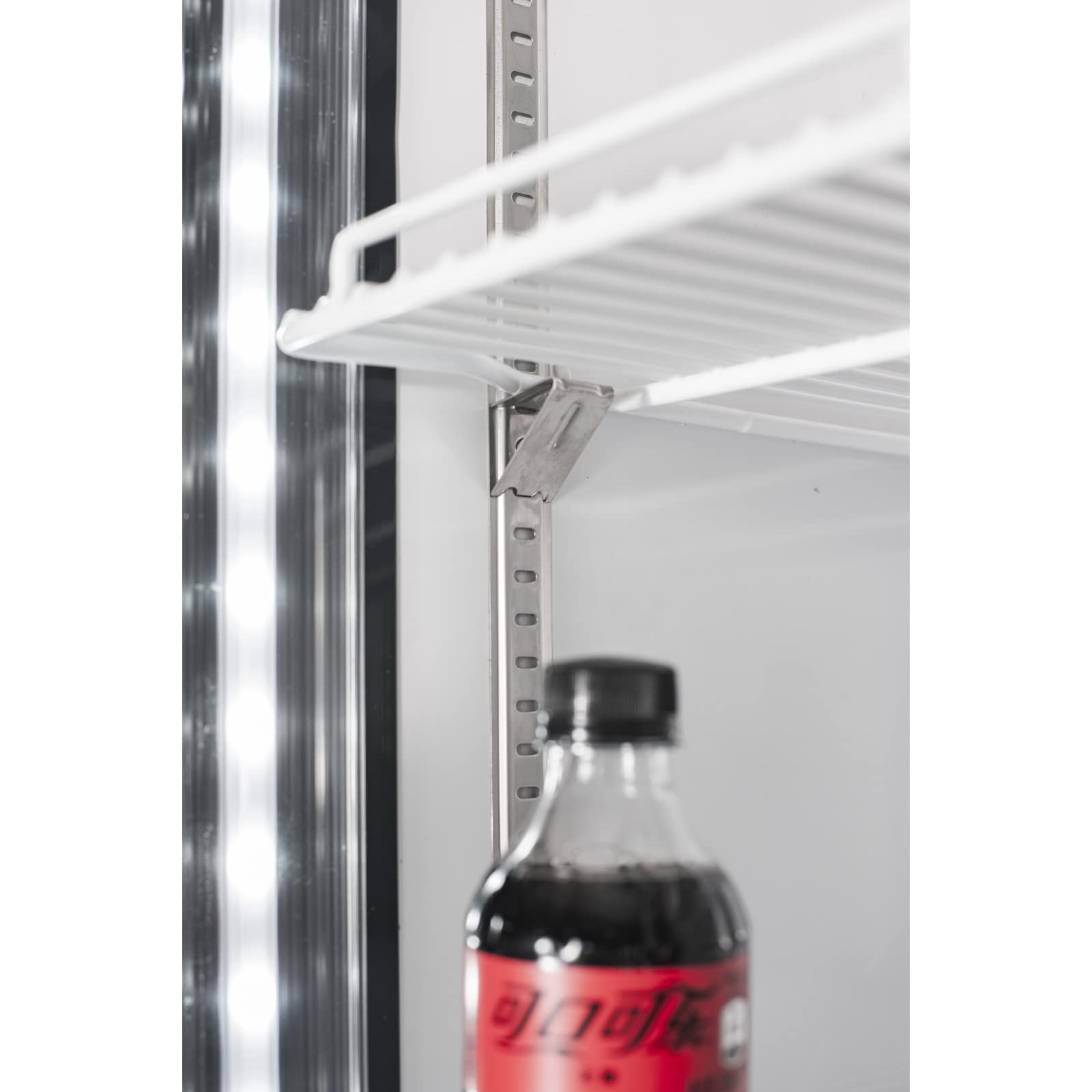 Fricool Merchandiser Refrigerator With 2 Glass Doors, 31 Cu Ft Beverage Display Cooler, Upright Fridge With LED Lighting, Adjustable Shelves For Beverages, Beer And Drinks, Swing Door, Black on Fridge.com - View 6