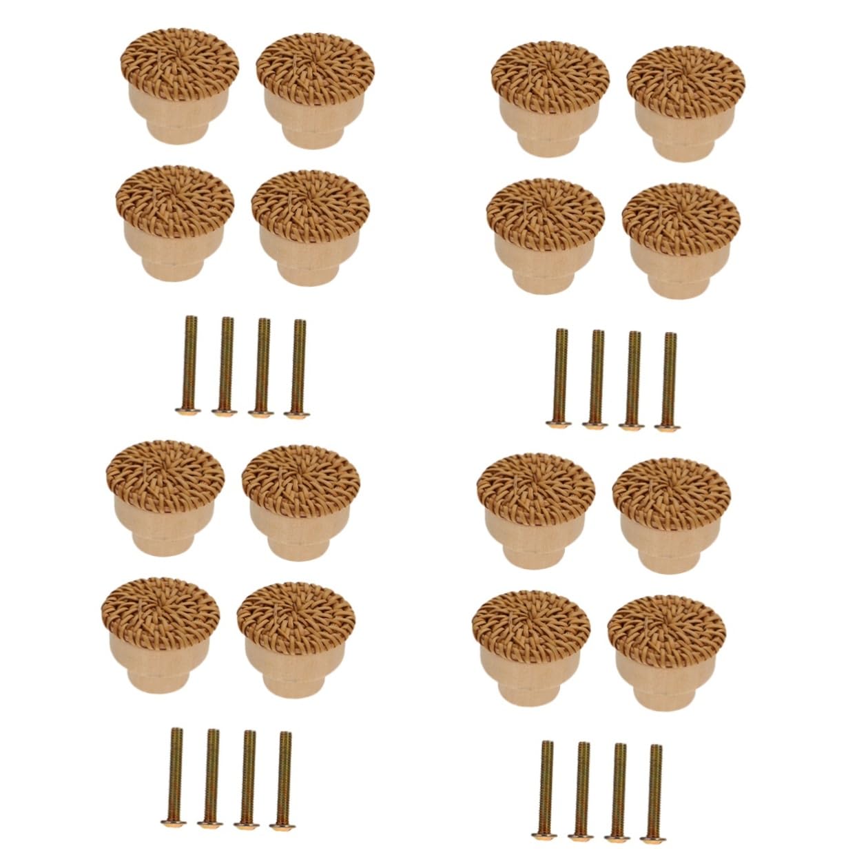 Angoily 4 Set Manico Della Testa Di Funghi Pomelli in Vimini Manico in Vimini Pomoli Per Porte Interne Pomelli Per Mobili Rustici Pomelli Per Mobili in Legno Comò Tira Di Legno 4 Pezzi*4