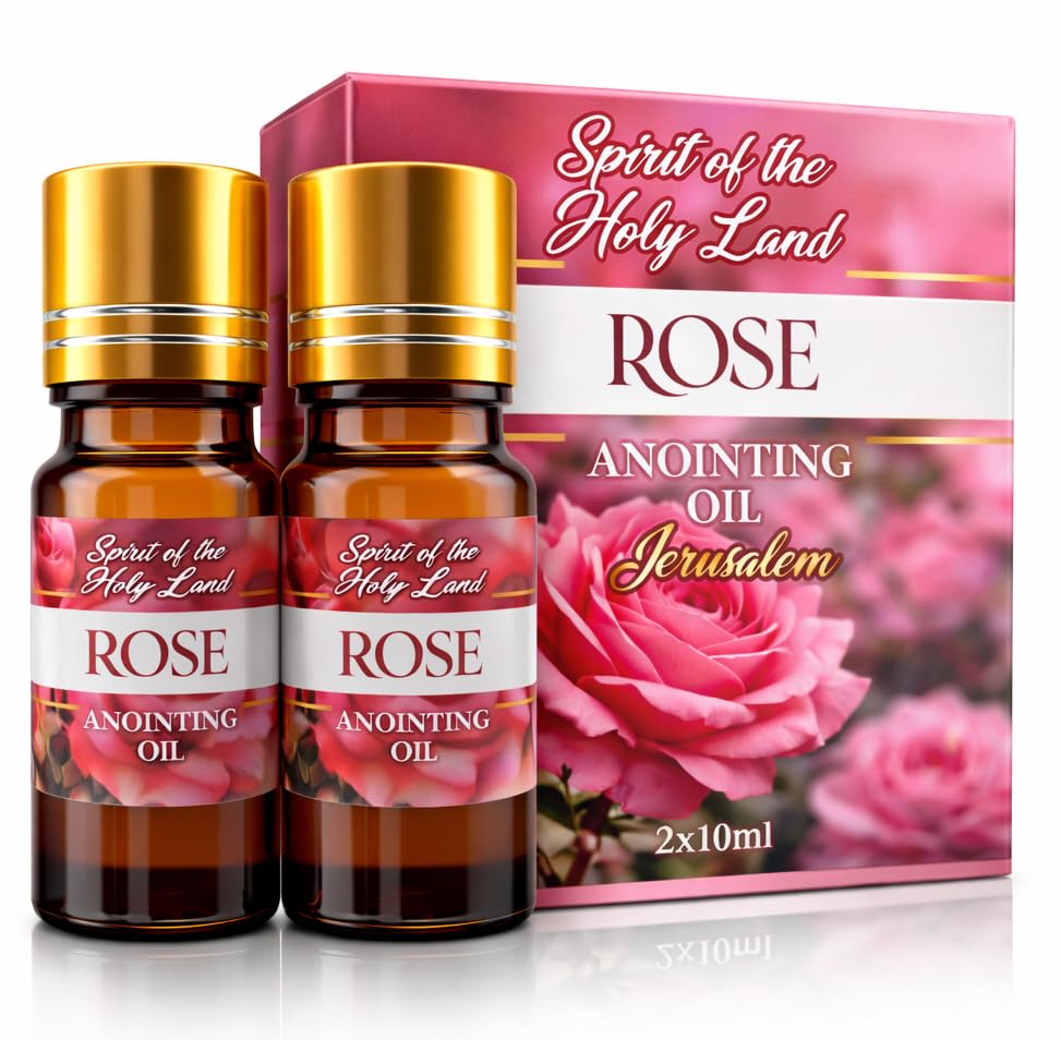 Biblical Rose of Sharon Anointing Oil from Jerusalem 2 Bottles x 10 ml | Devotional Holy Oil for Prayer and Blessing, Religious Gift Box