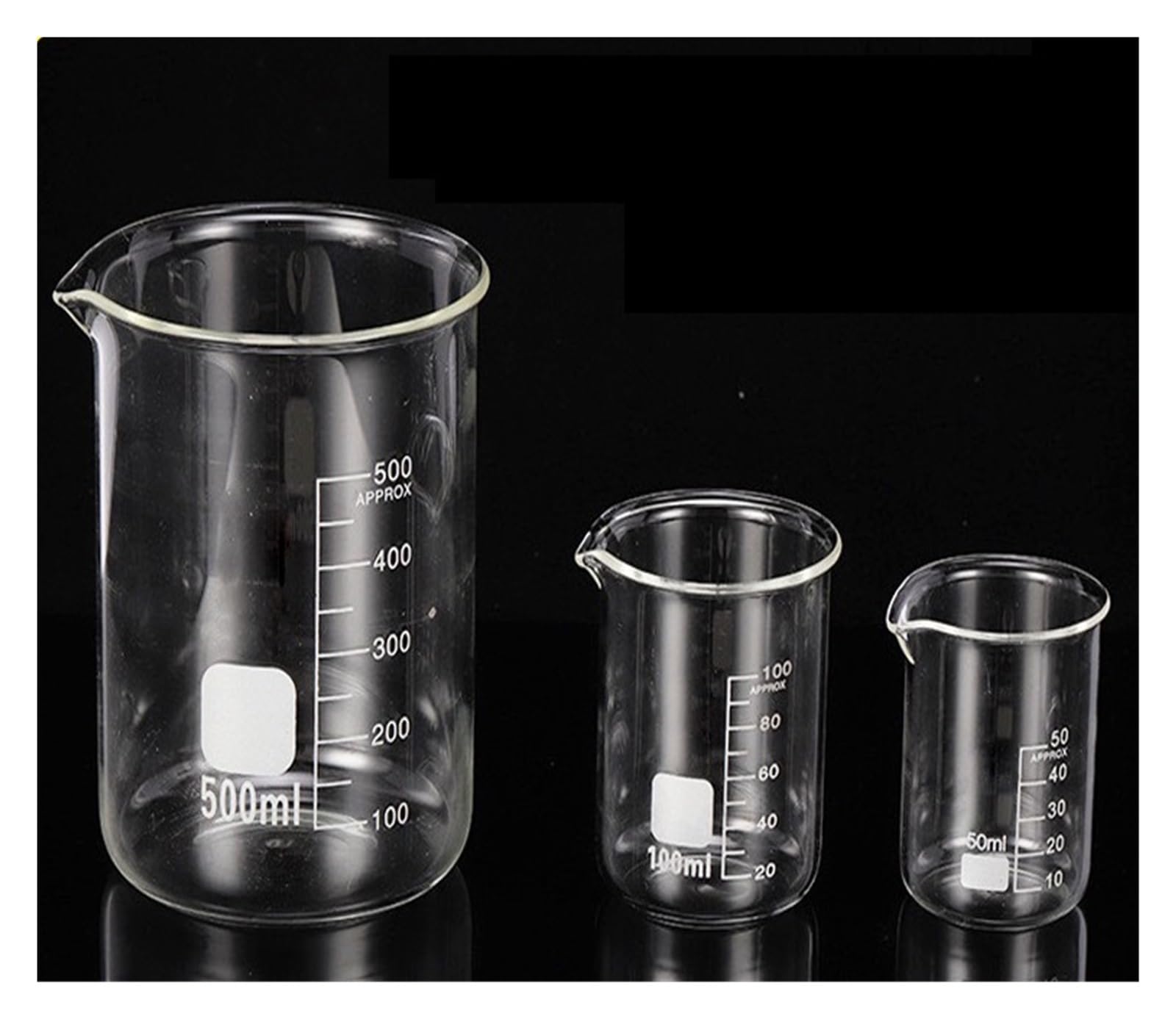 6er Set Wissenschaftliche Glasbecher 500ml Borosilikat 3.3 Griffin Niedrigform mit Skalierung für Labor und Experimente