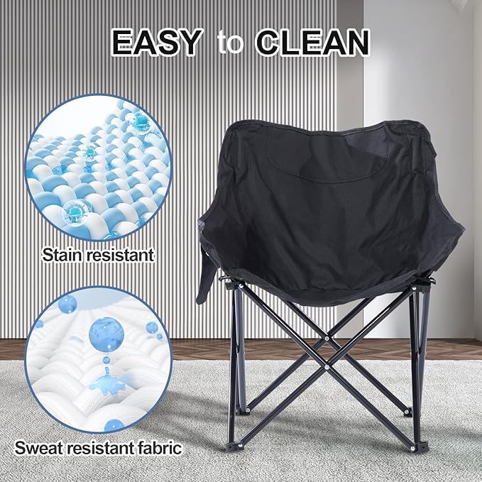 NIRVITTHAL Camping Chair, Perfect for Camping, picnics, Beach Trips, Sporting Events, and Outdoor Gatherings with Compact 45 cm seat Height (Black) - Image 5 thumbnail