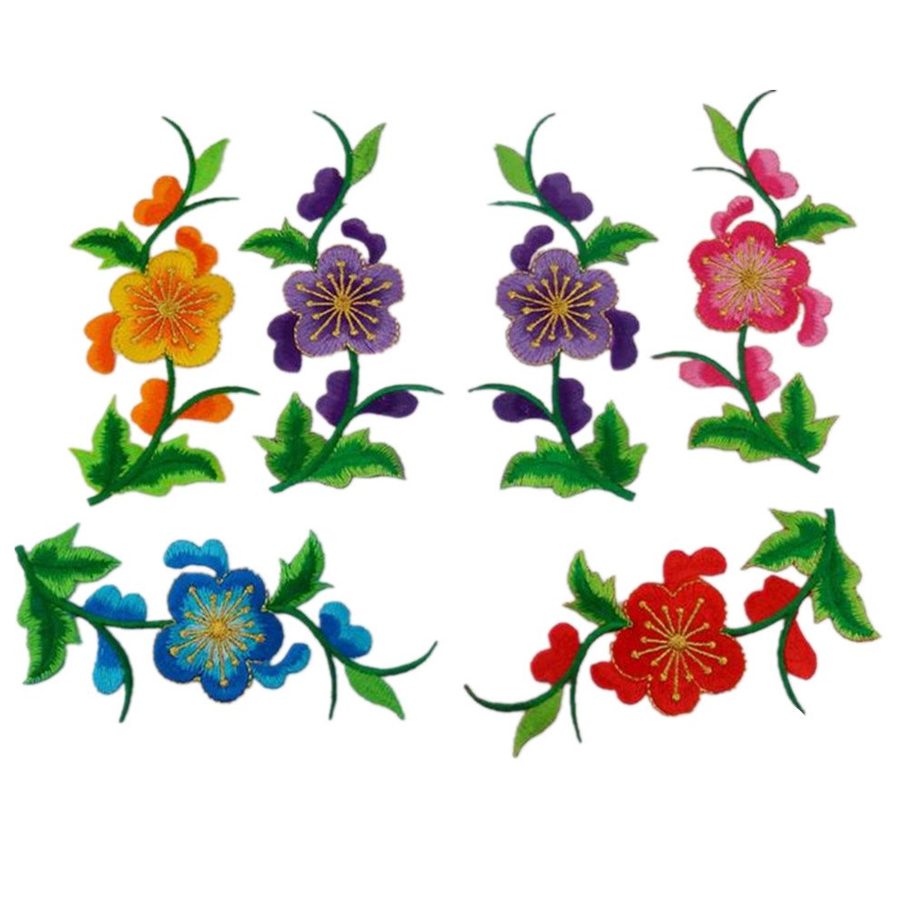 Adornos para Ropa, Parches Bordados de Tela Flores(Plum Blue)