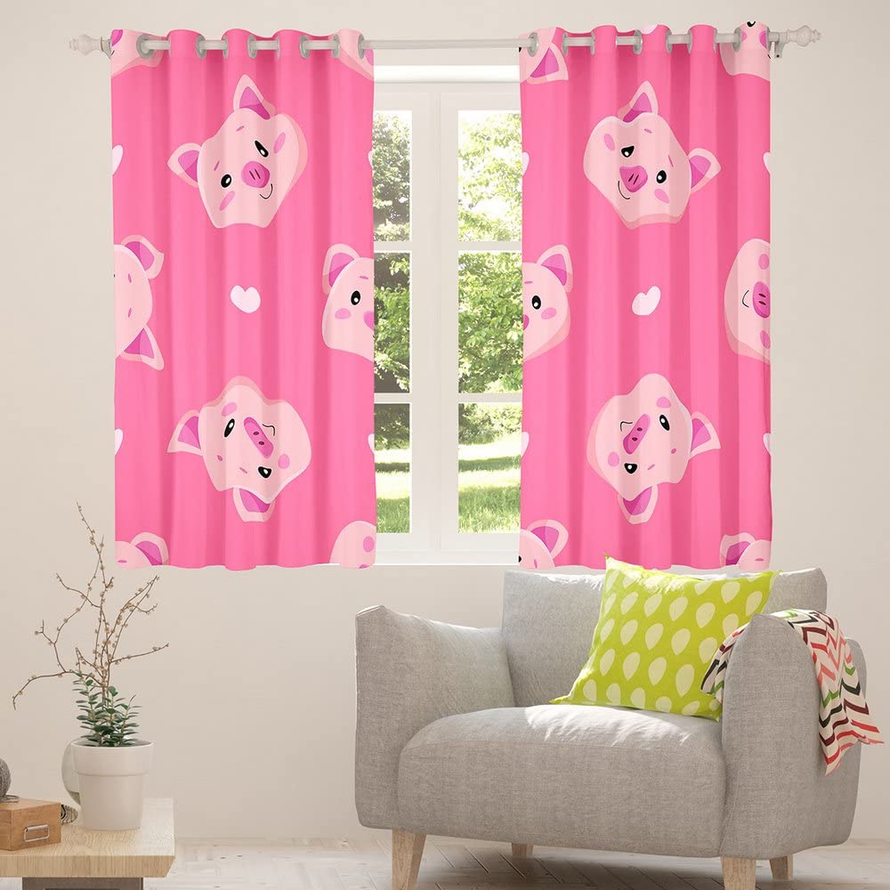 Różowe świnki zasłony zaciemniające (30%-50%) kreskówka świnia kurtyna kawaii świnka zaciemniająca okna dreapy do sypialni 3D zwierzęta dekoracje okienne szer. 66 x dł. 90