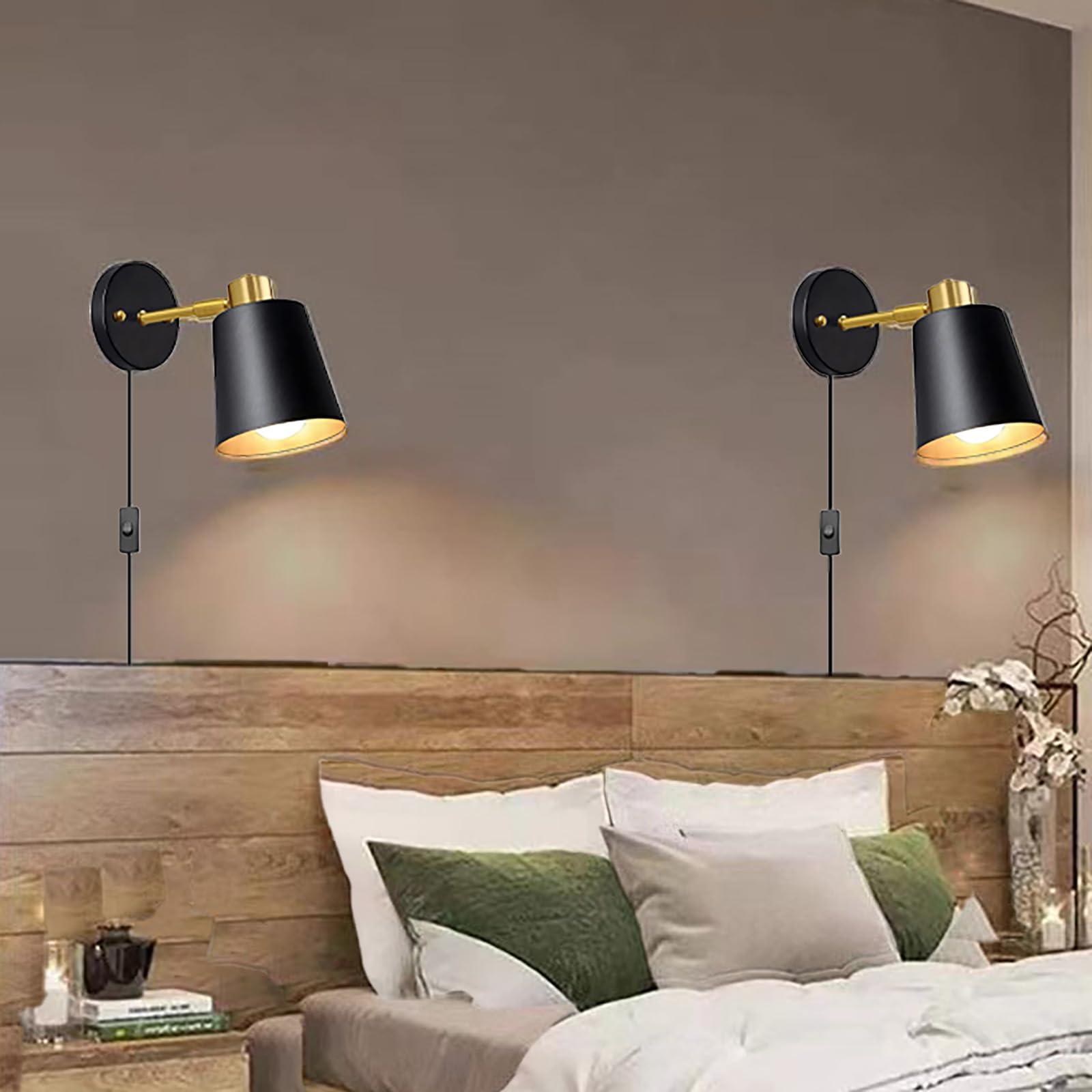 Applique Da Parete Girevole 360° In Metallo – Lampada Industriale Per Interni Con Portalampada E27 (Nero)