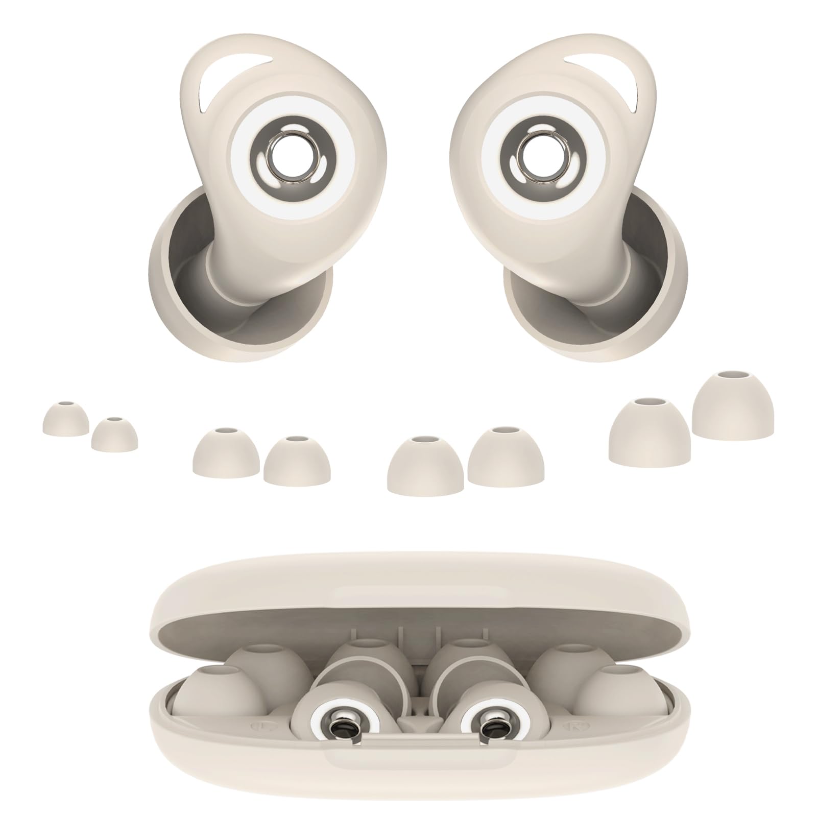 Tappi per le orecchie in silicone antirumore per dormire 32dB | lavabile, riutilizzabile, 4 taglie XS/S/M/L, custodia inclusa, per dormire, russamento, viaggio, concerto, Bianco prima neve