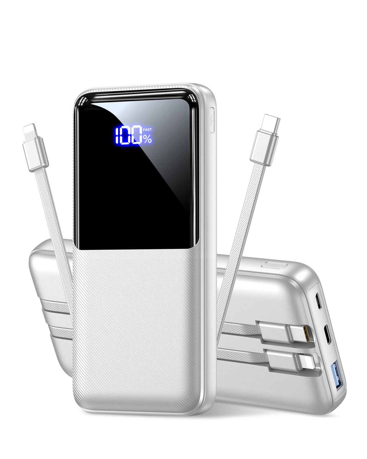 Portable Charger Power Bank - 15000mAh Battery Pack Portable Phone Charger with Built in Cable 22 5W Fast