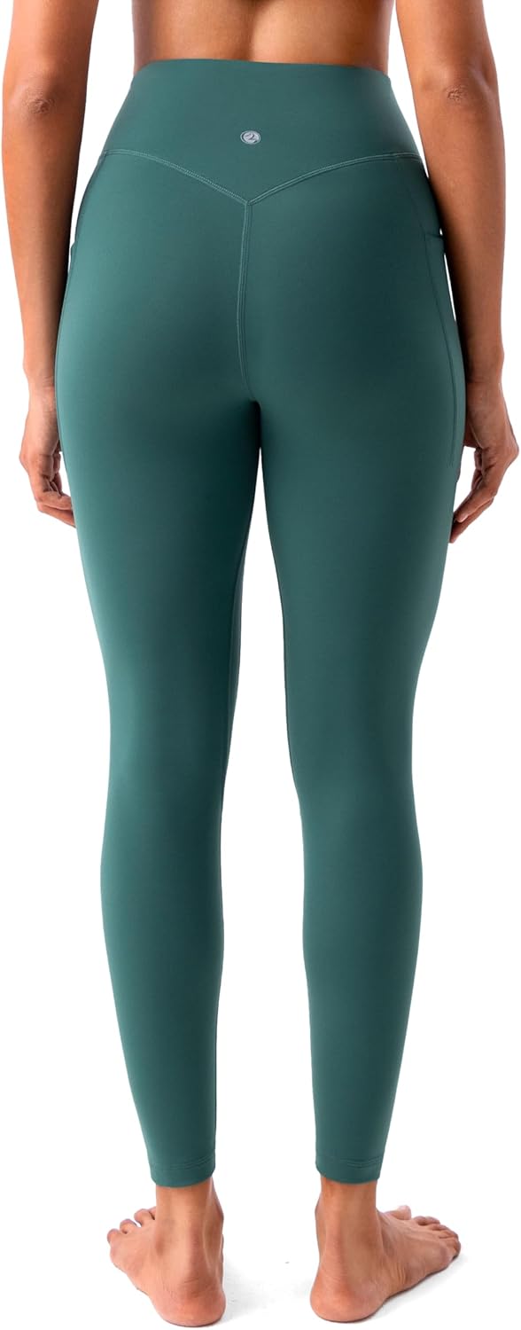 YUNOGA HugMotion No Front Seam Leggings for Women with Pockets - 25 Inches High Waisted Buttery Soft Workout Gym Yoga Pants - Image 3