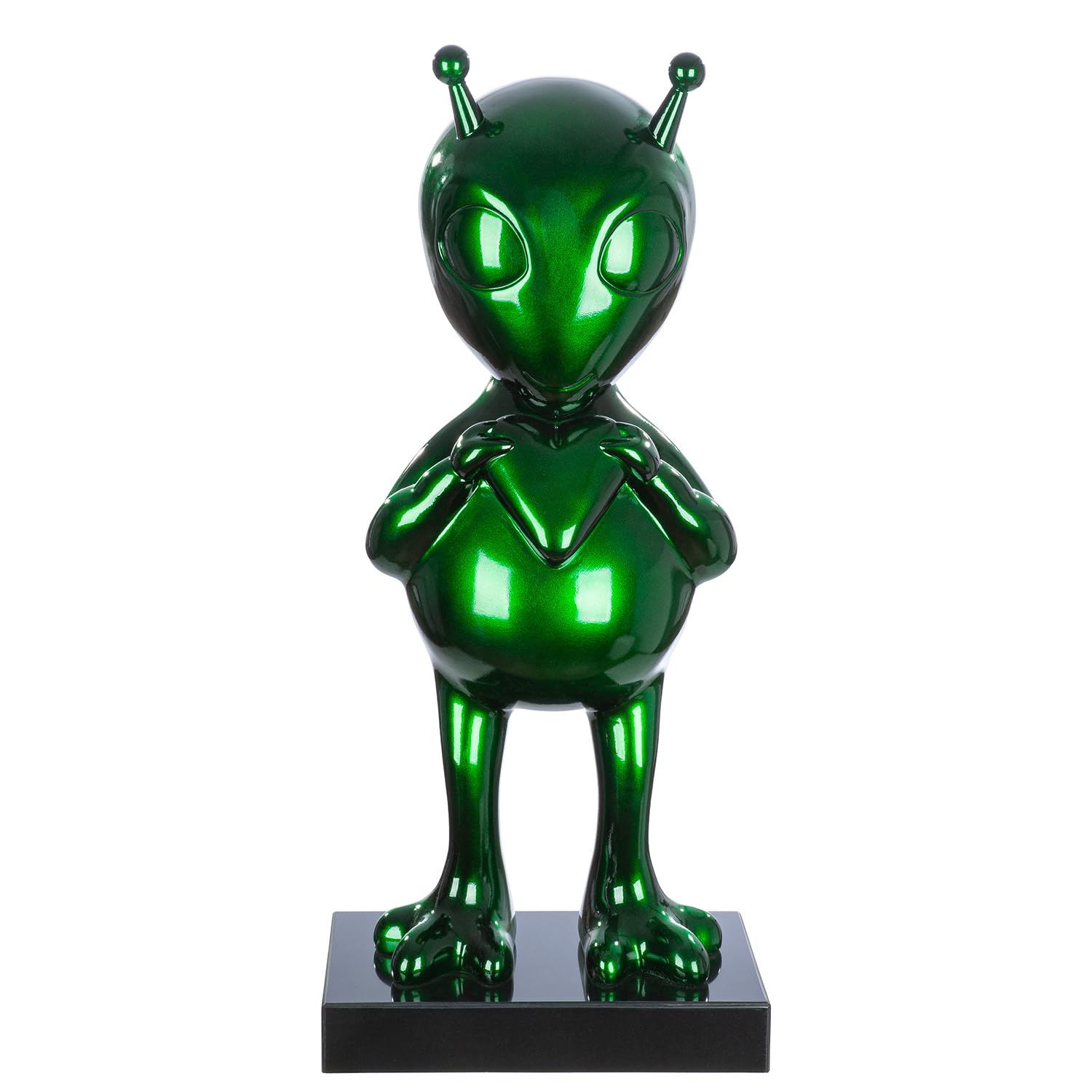 GILDE Alien Sculpture Made of Resin and Marble - Glossy - Green - Height 68 cm x Width 30 cm - Decorative Object