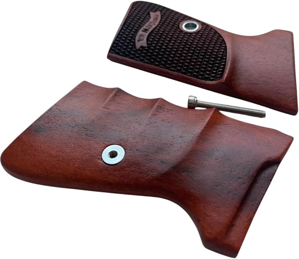 New! Reproduction Grips Compatible with PPK/S, PP, New PPK/S .22 LR Paduak Wood, Right Hand Finger Groove Pattern Engraved, Thai Handmade