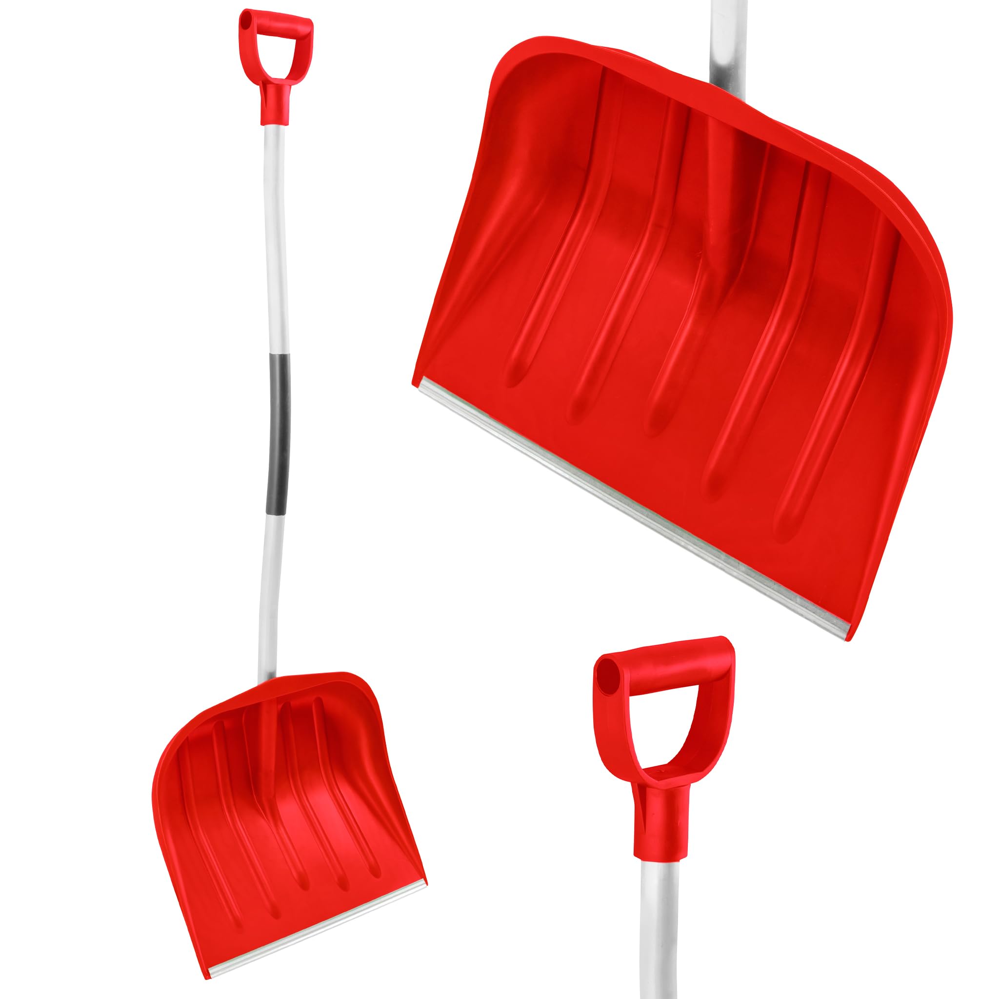 KB Tools Snow Shovel for Driveway - Heavy Duty Polypropylene With Aluminium Handle - Ergonomic Cordless for Garden, Yard, Patio - Recycled Material - Made in EU