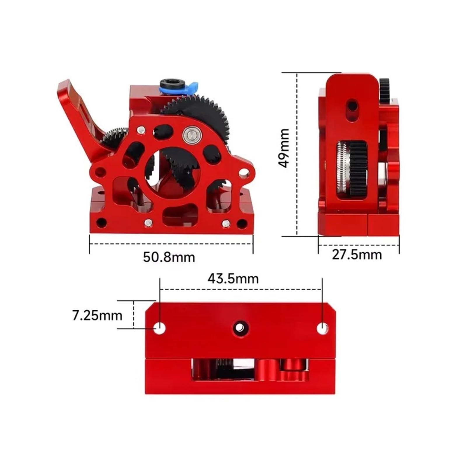VORON Dual Gear Extruder HGX-LITE-Extruder Untersetzungsgetriebe aus gehärtetem Stahl Hochgeschwindigkeitsmotor 3D-Druckerteile for CR10 Ender 3(Red set)