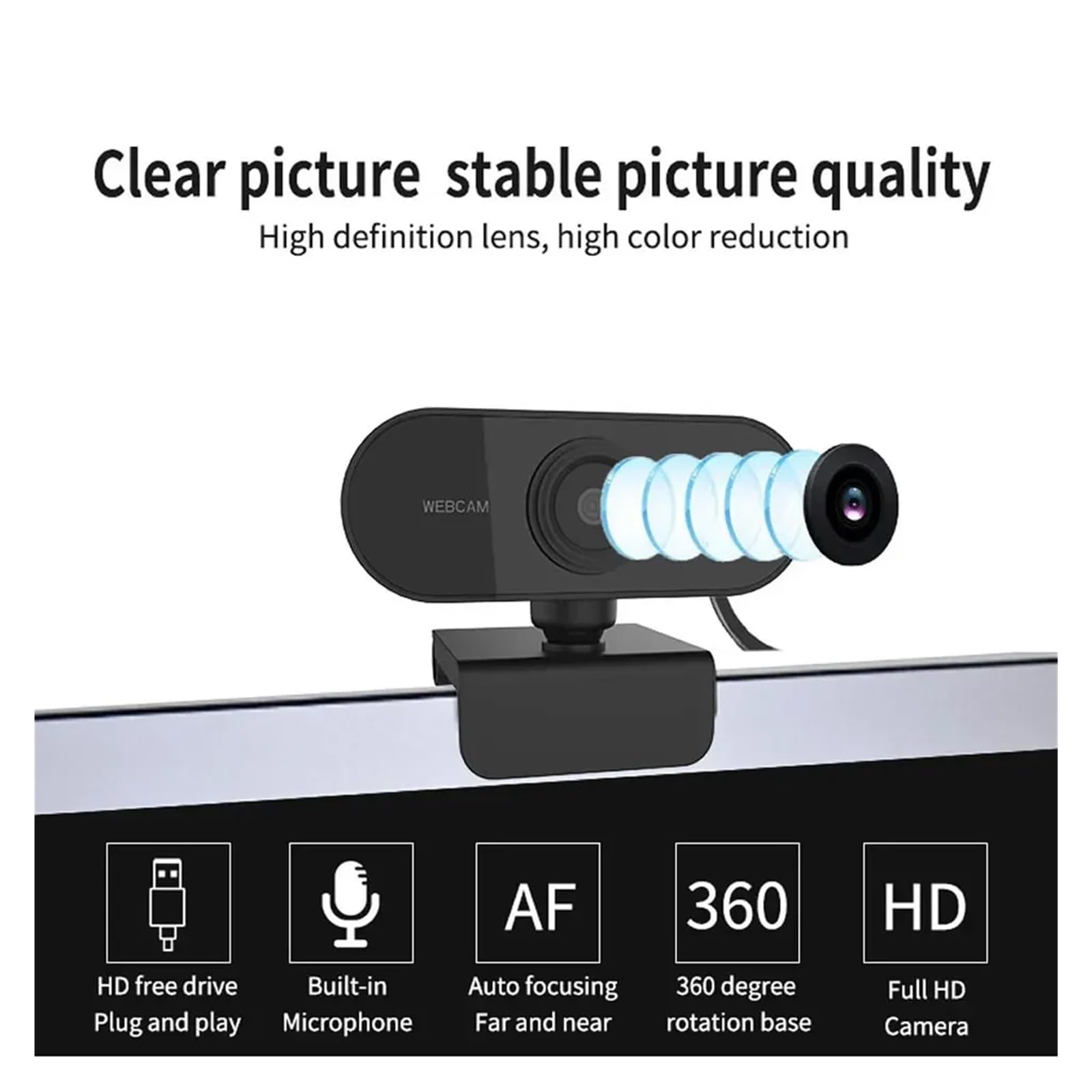 Mini webcam HD 1080P con microfono USB for laptop desktop: ideale for videochiamate e conferenze Incontri e streaming