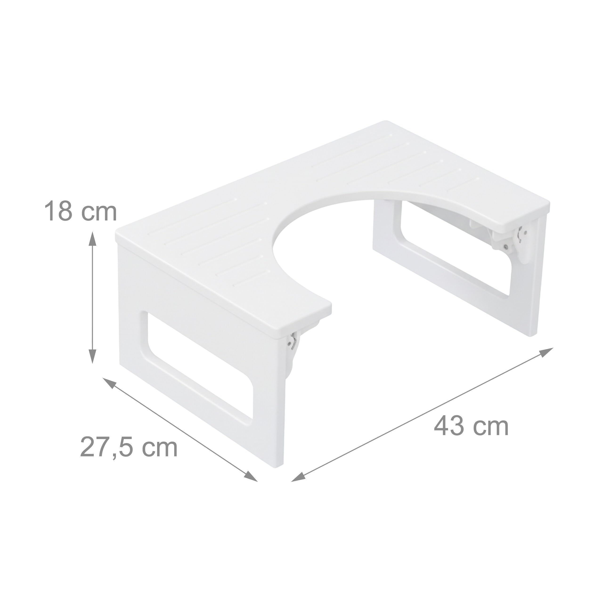 Relaxdays Taburete Inodoro Plegable para Adultos de bambú, Antideslizante, 18×43×27,5 cm, Blanco