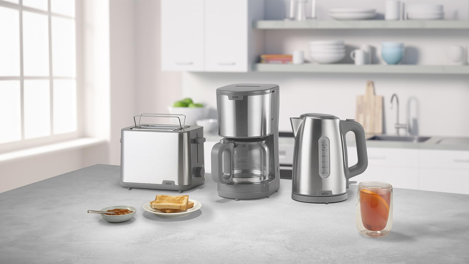 Braun PurShine HT1510GY, Tostapane A 2 Slot, 8 Livelli Di Tostatura, Funzioni Di Riscaldamento E Scongelamento, Vassoio Per Le Briciole, 900W, Grigio