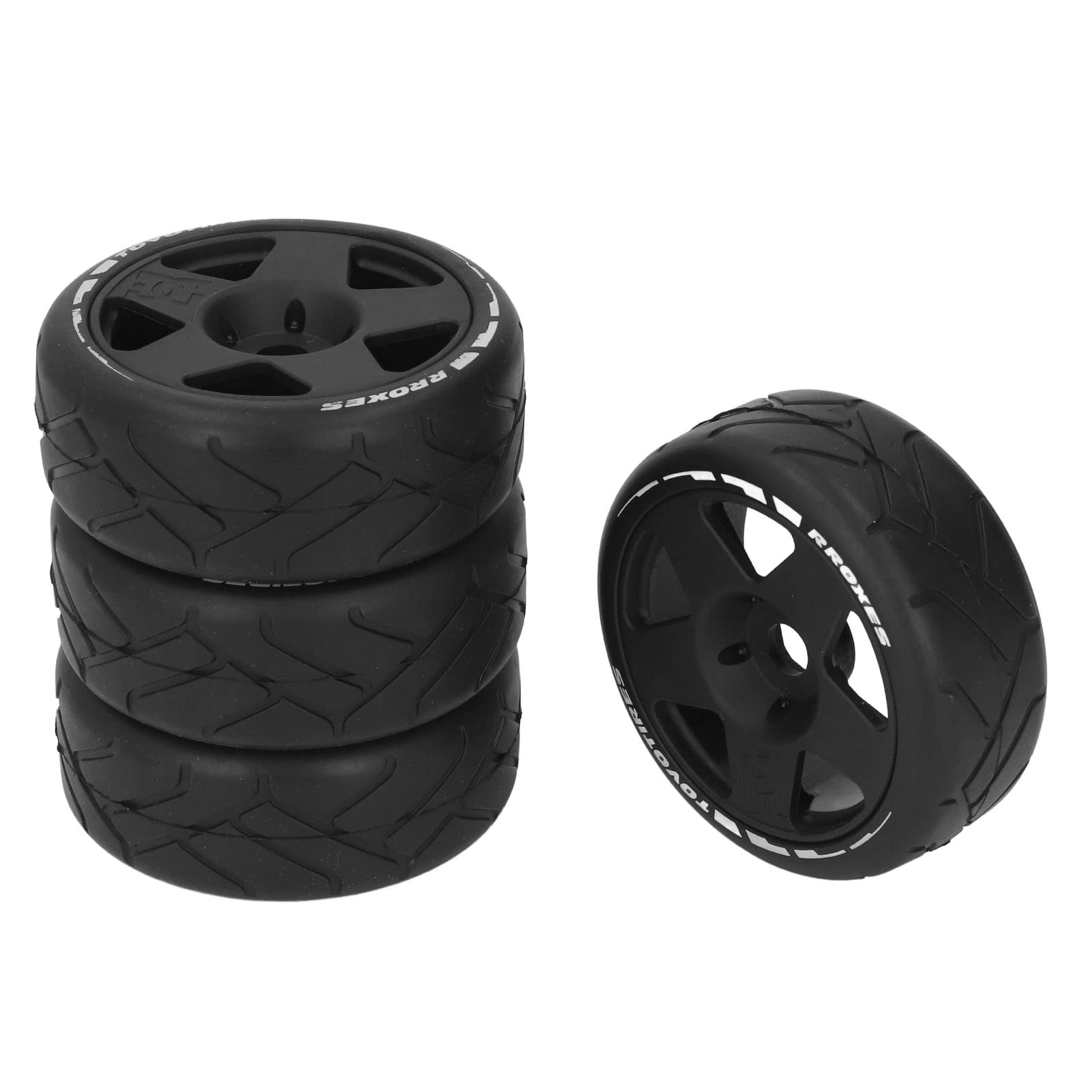 Dilwe 1:8 GT Reifen für RC Fahrzeug, 4 Stück mit starkem Grip und 17mm Adapter, robust und Durable On Road Wheels für Street Racing und Fahrzeug Tests (Schwarz)