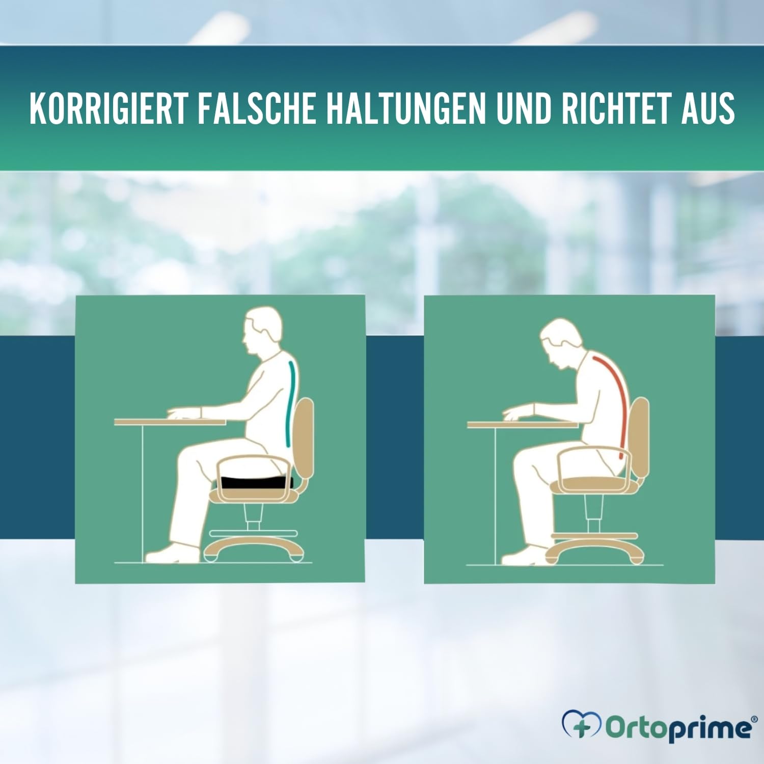 OrtoPrime Antidekubitus Schaumstoffkissen mit Kanalsystem - Prävention und Behandlung von Steißbein Druckgeschwüre - Posturales Sitzkissen für Rollstuhl, Büro, Auto und Heim - Orthopädisches Polster