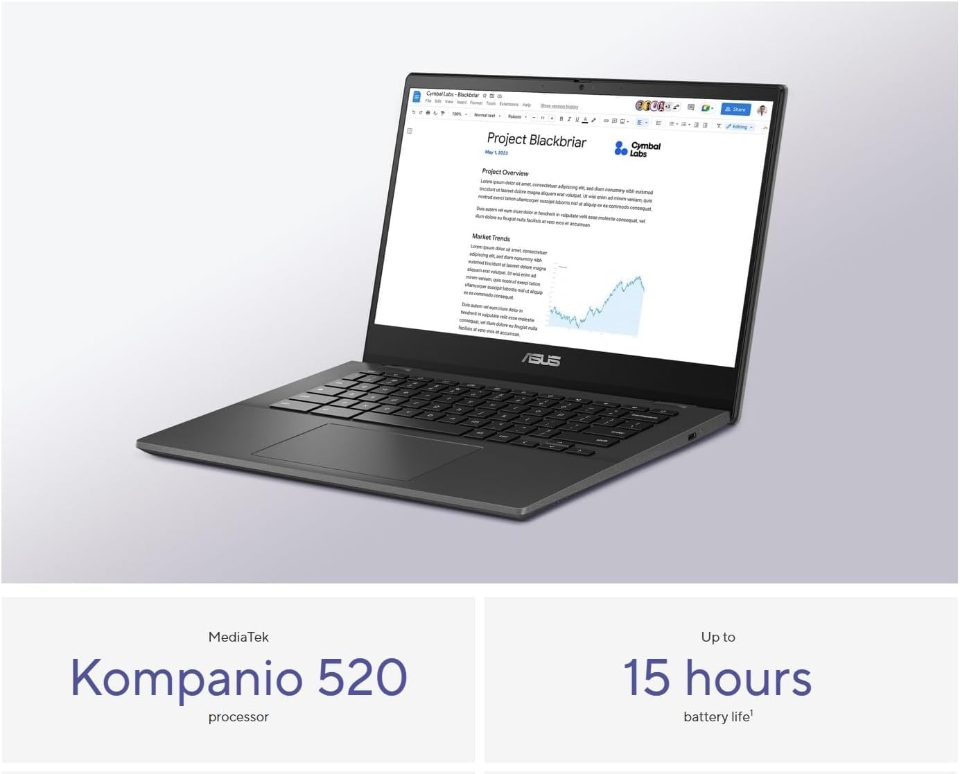 ASUS Chromebook CM14 Laptop (14" FHD LED Anti-glare, MediaTek Kompanio 520, 128GB Storage (64GB eMMC + 64GB SD Card)), Home & Student, Ruggedized, 15-Hr Long Battery Life, Webcam, Wi-Fi 6, Chrome OS