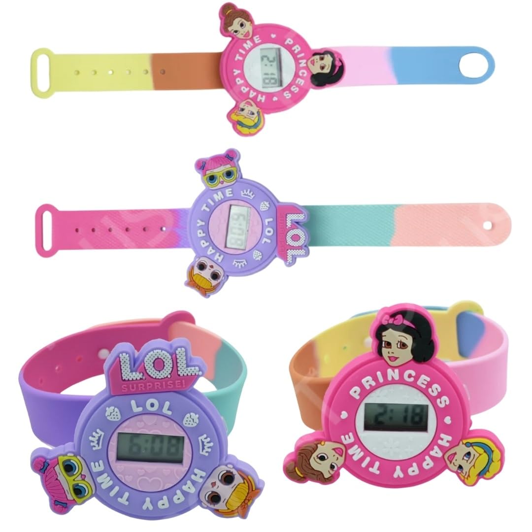 PLUSPOINT Kids Cartoon Wrist Band for Boys and Girls Spinning Band Cute Cartoon Bracelet Wrist Band with Spinning Digital Watch, Great Birthday Gift Toys for Kids Return Gift for Kids (2 Girls Bands) (B0DBG92B57) Amazon Price History, Amazon Price Tracker