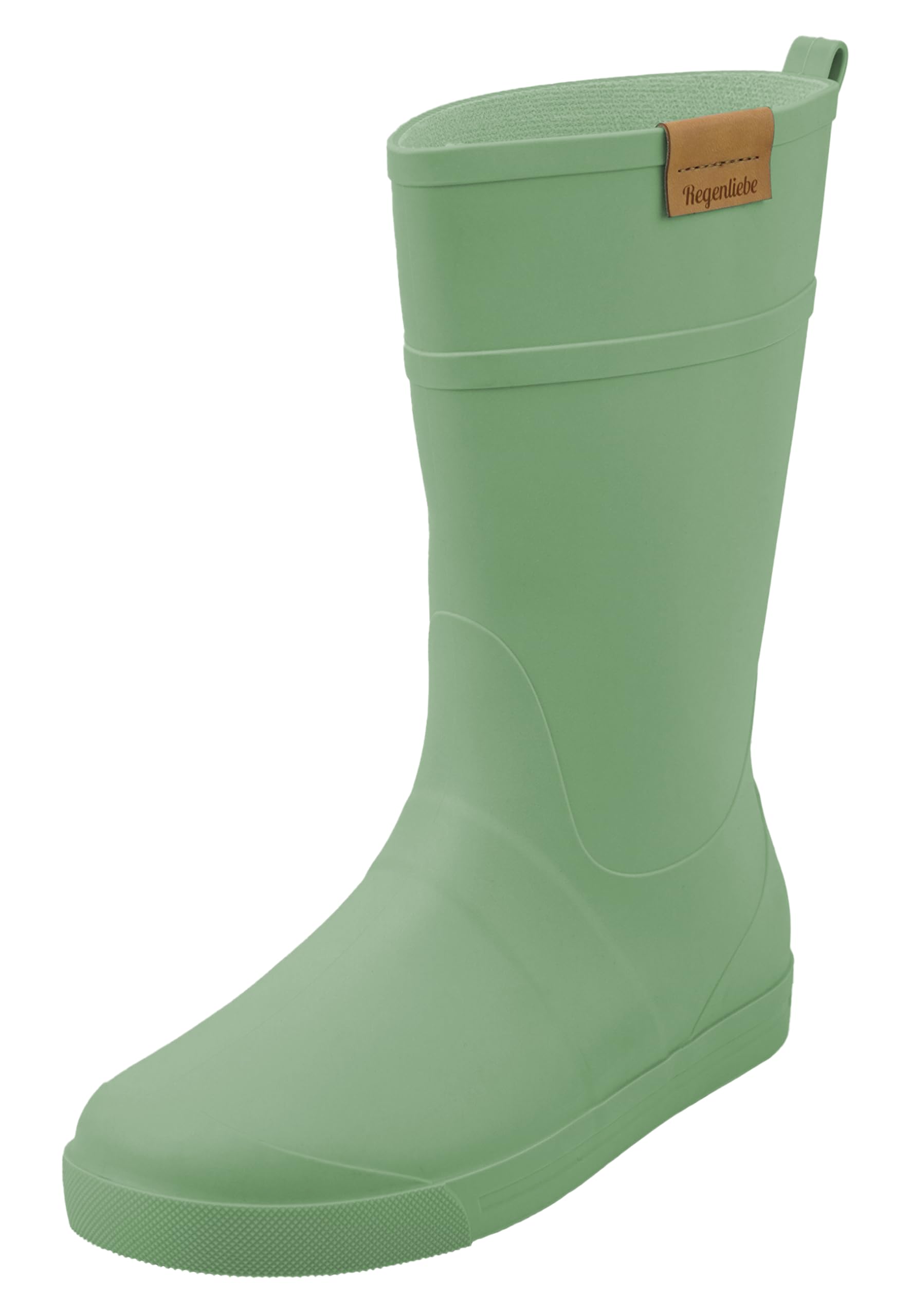 Regenliebe Botas de agua para mujer Summer Rain verde claro medio alto botas de lluvia