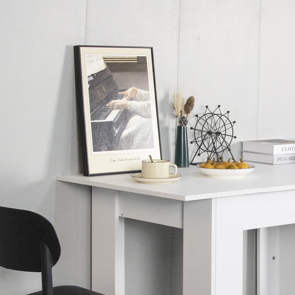 Shally Dogan Tavolo Allungabile Sala da pranzo Bianco da 110 x 70 cm a 150 x 70 cm, Design Moderno, Estensibile Salvaspazio, Ideale per Sala Pranzo, Soggiorno, Cucina, Arredamento Interno, (Bianco)