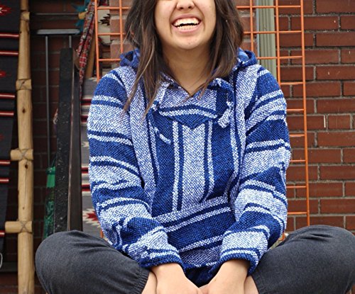 Sanyork Baja Hoodie Jacket Pullover Drug Rug Outdoor Hippie Gypsie Surfer Poncho Classic(Blue)