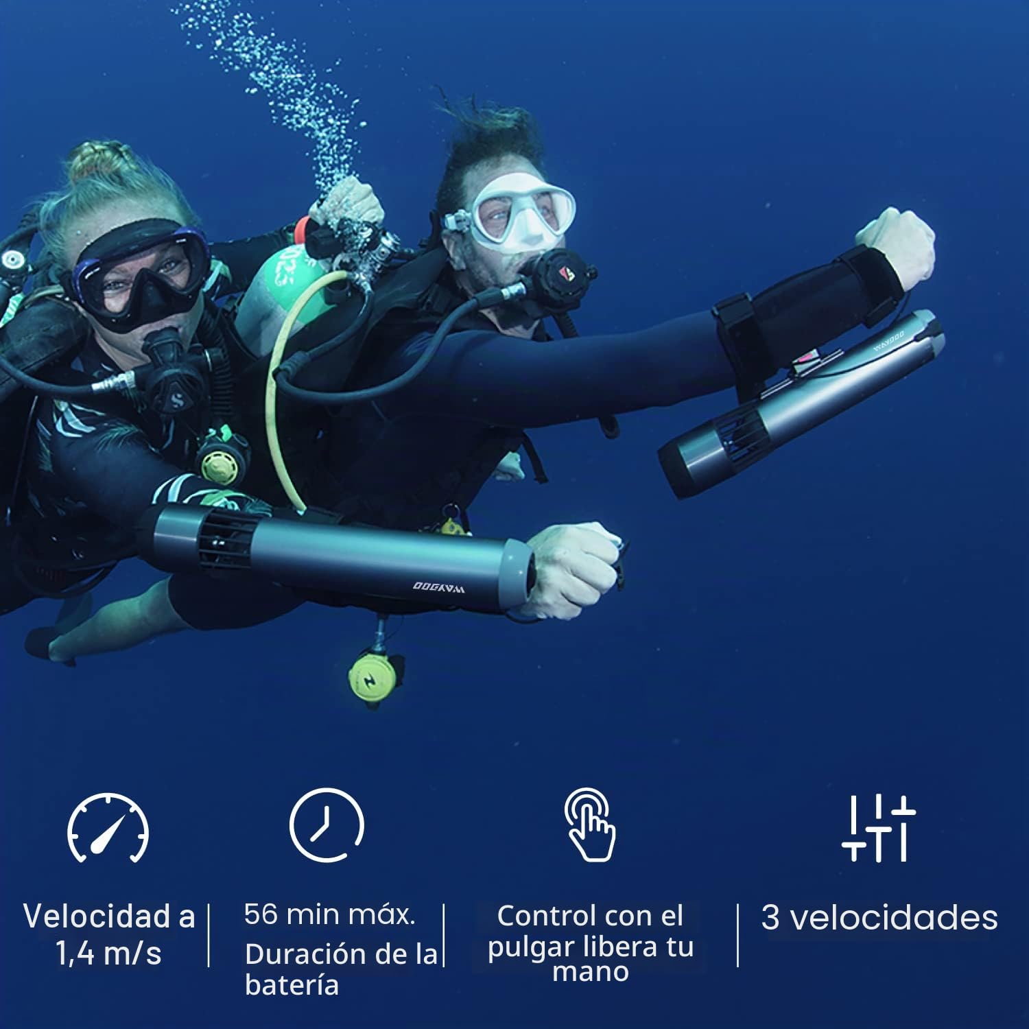 Waydoo Subnado - Patinete subacuático con control de pulgar para tabla de remo SUP, adecuado para piscina, buceo y esnórquel, scooter de agua compacto y portátil para adultos y niños