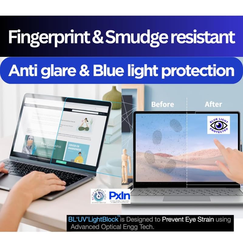 Image of Pxin 14 inch (16:9) Laptop Anti Blue Screen guard | Anti - Glare | No Dry Eyes | Adv. Eye Protection | UV Resistant | Eurofins certified