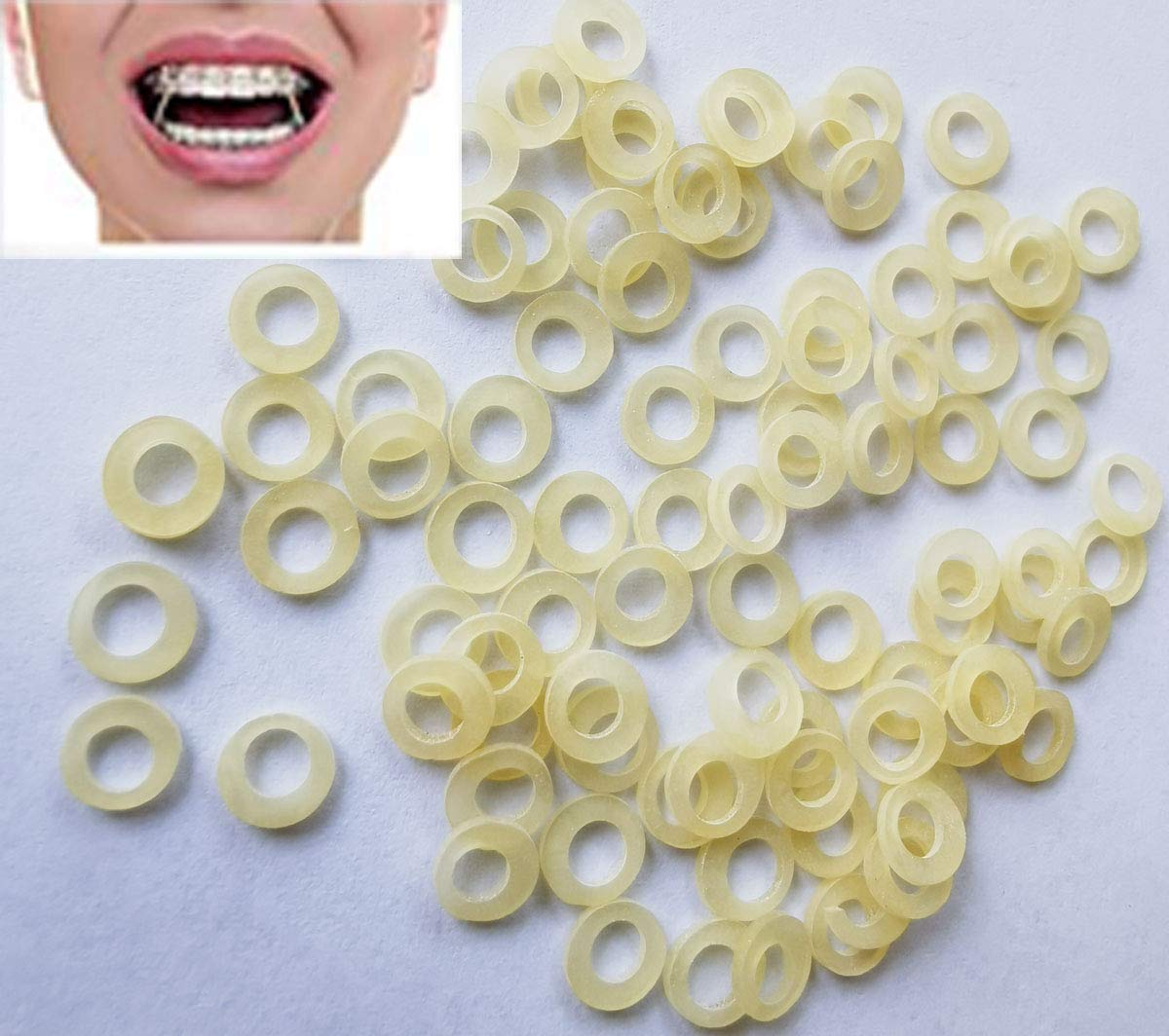 50Bags Amber 3.5OZ Elastic Rubber Bands 1/8 MediumForce Braces Dental Orthodontic Latex Bands Dentist Great for Dreadlocks, Braids, Top Knots