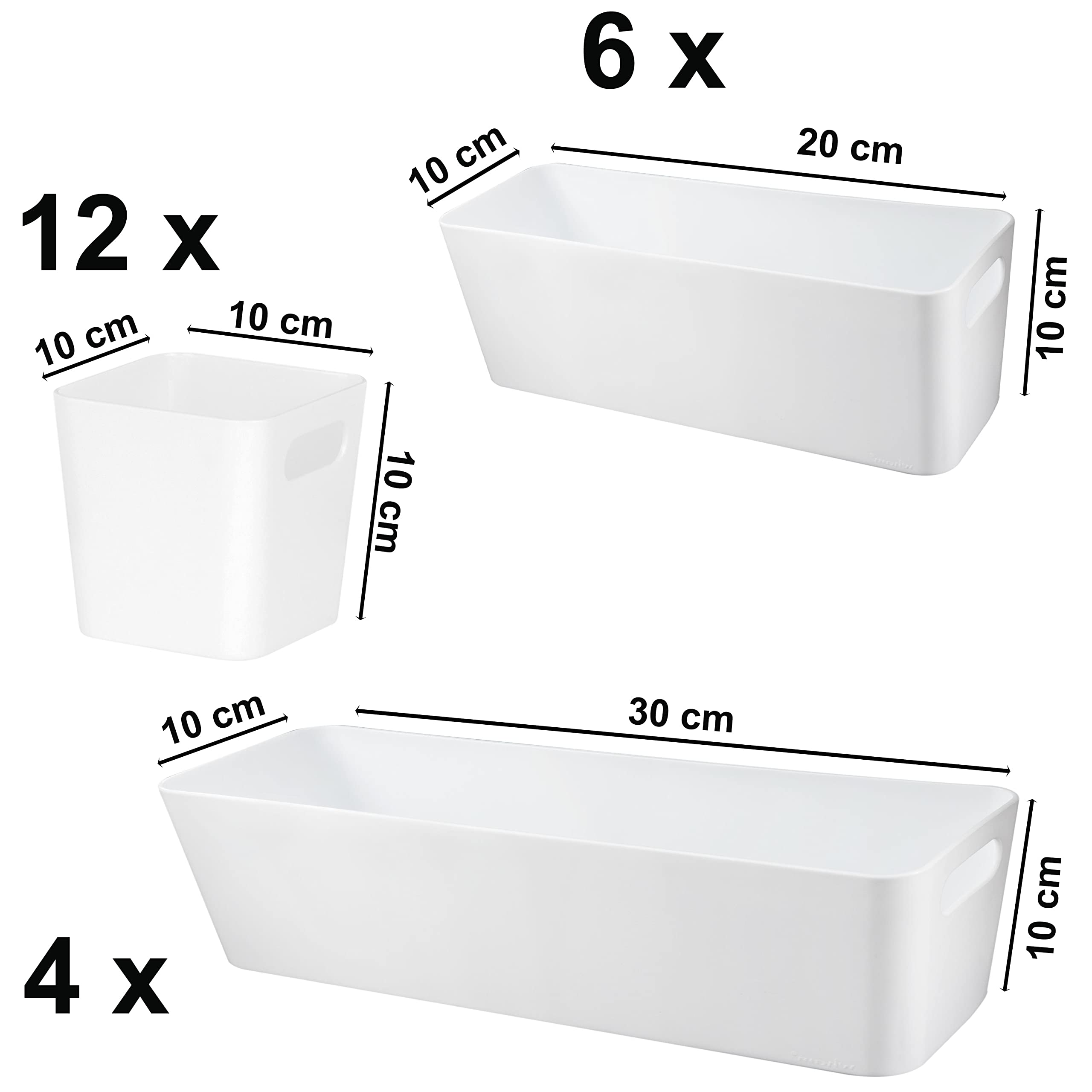22-częściowy organizerów 10cm wysokości 3 rozmiarach biały wkład 90x40cm