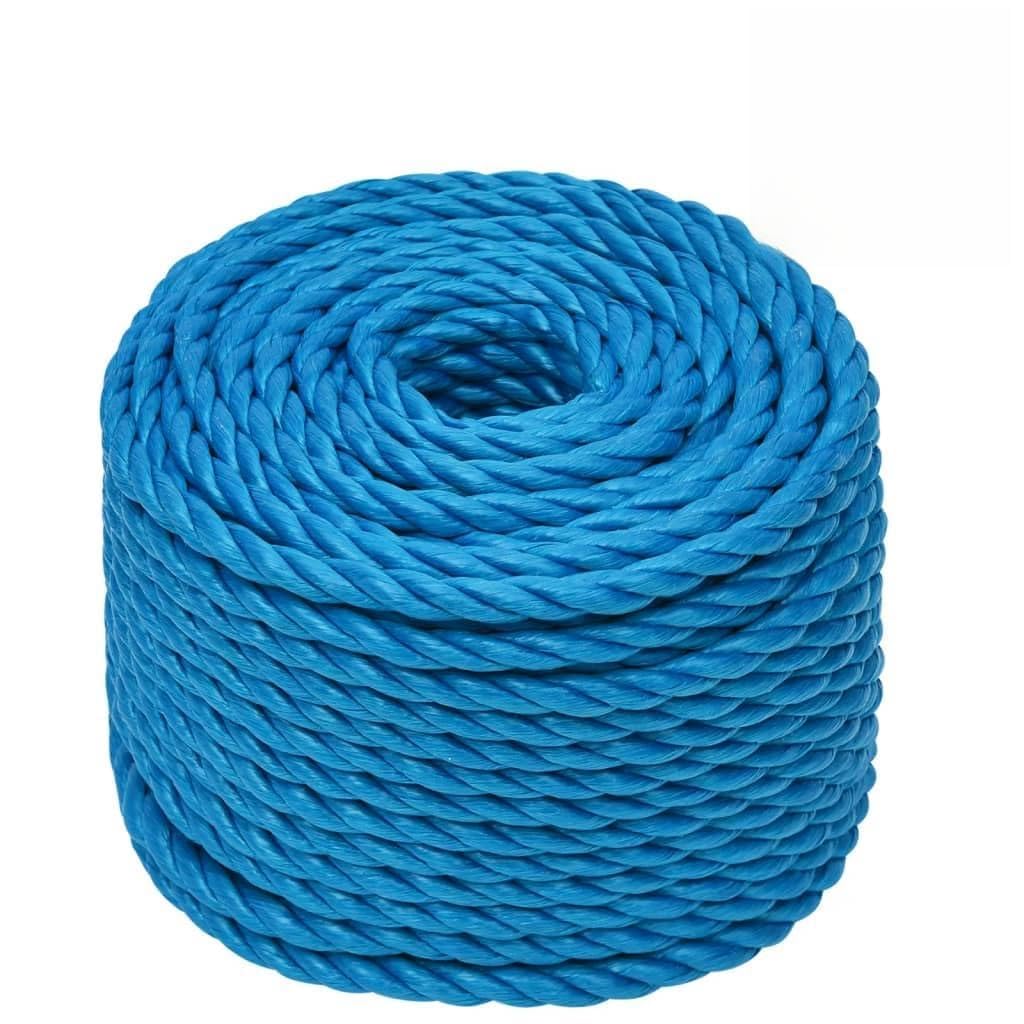Cuerda de trabajo trenzada azul de polipropileno, 24 mm x 50 m, para anudar, resistente a los rayos UV y a la intemperie, fuerte cuerda para tensar en casa, jardín, taller