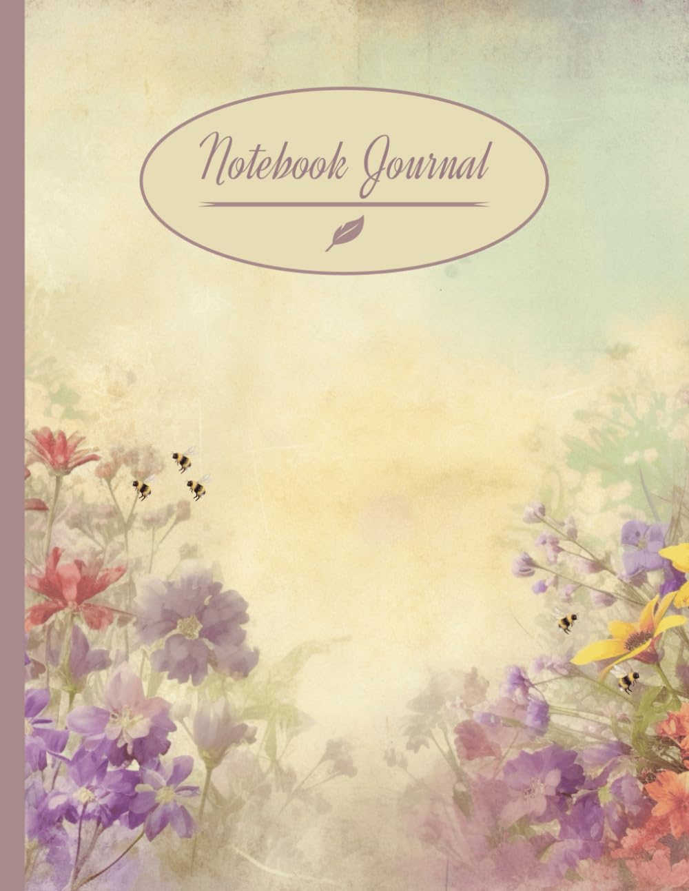 Vintage Floral Notebook: 8.5 x 11 in | 110 College Ruled Journal Pages: Elegant Vintage Floral-Themed Cover | for Daily Notes, Work, School or Personal Reflection