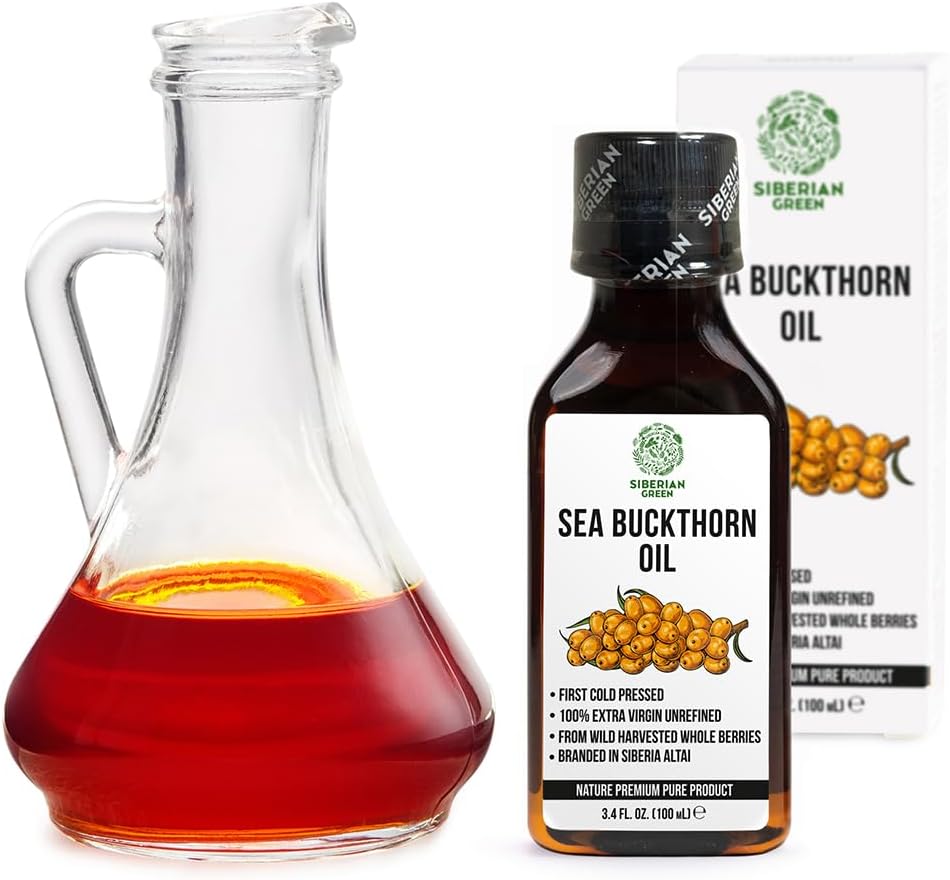 Siberian Sea Buckthorn Oil 3.4 fl.oz / 100ml Raw Unrefined Extra Virgin First Cold Pressed from Wild-harvested Sea Buckthorn Seeds and Berries