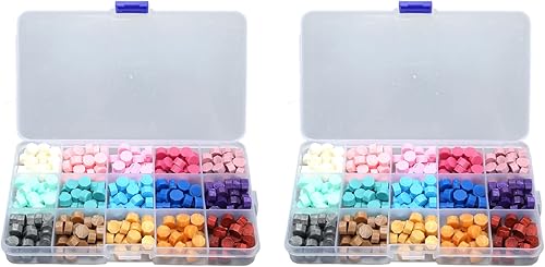 MOUMOUTEN Cuentas de cera de sellado, kit de sellos de cera, 2 cajas de 15 colores para sello de cera, kit de sello de cera de letras para sellado