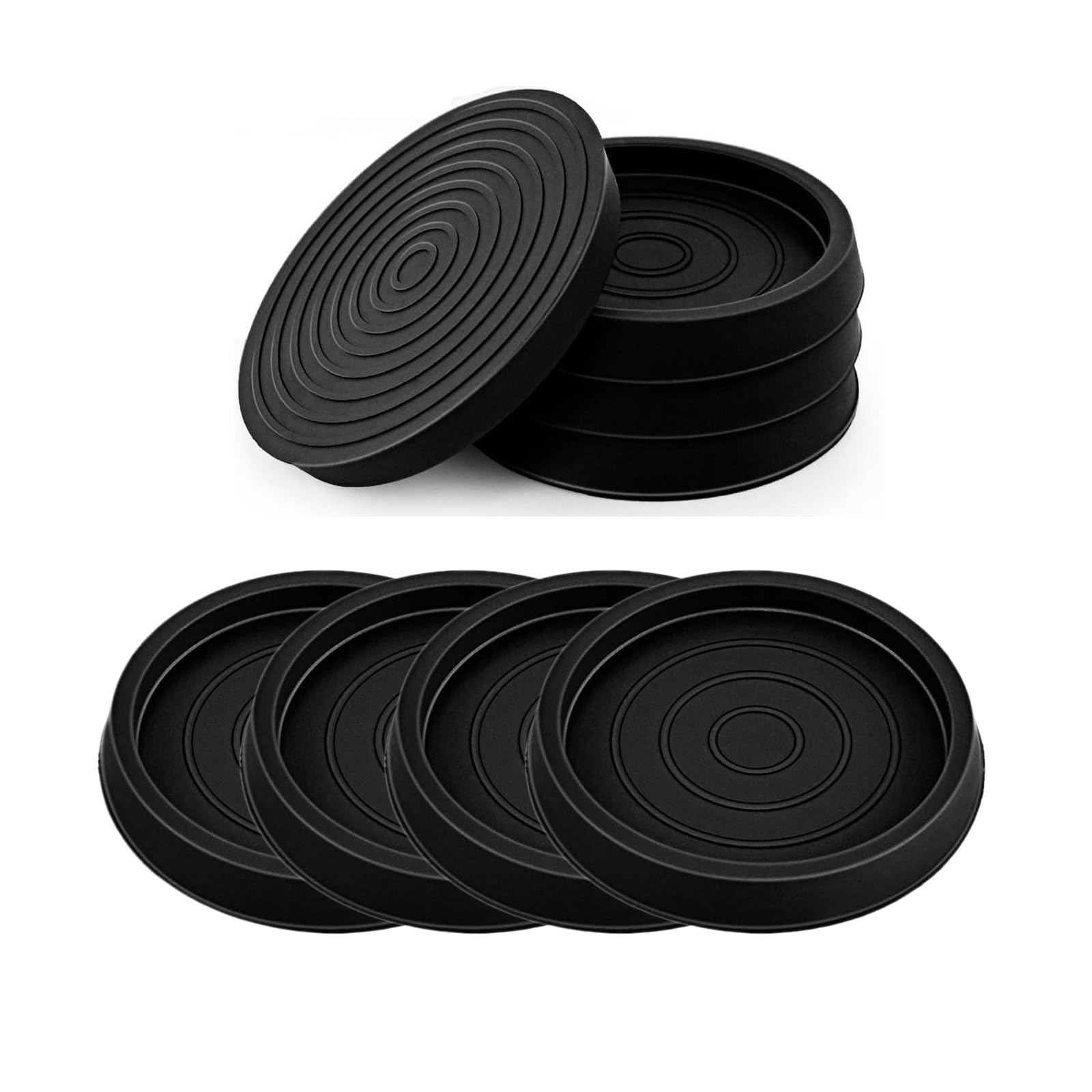 8PCS Furniture Caster Cups 2.5inch Rubber Chair Leg Feet Caps Black Non Slip Furniture Coasters Pads Round Furniture Feet Pads Floor Protectors for Bed Cabinet Sofa Chair Table