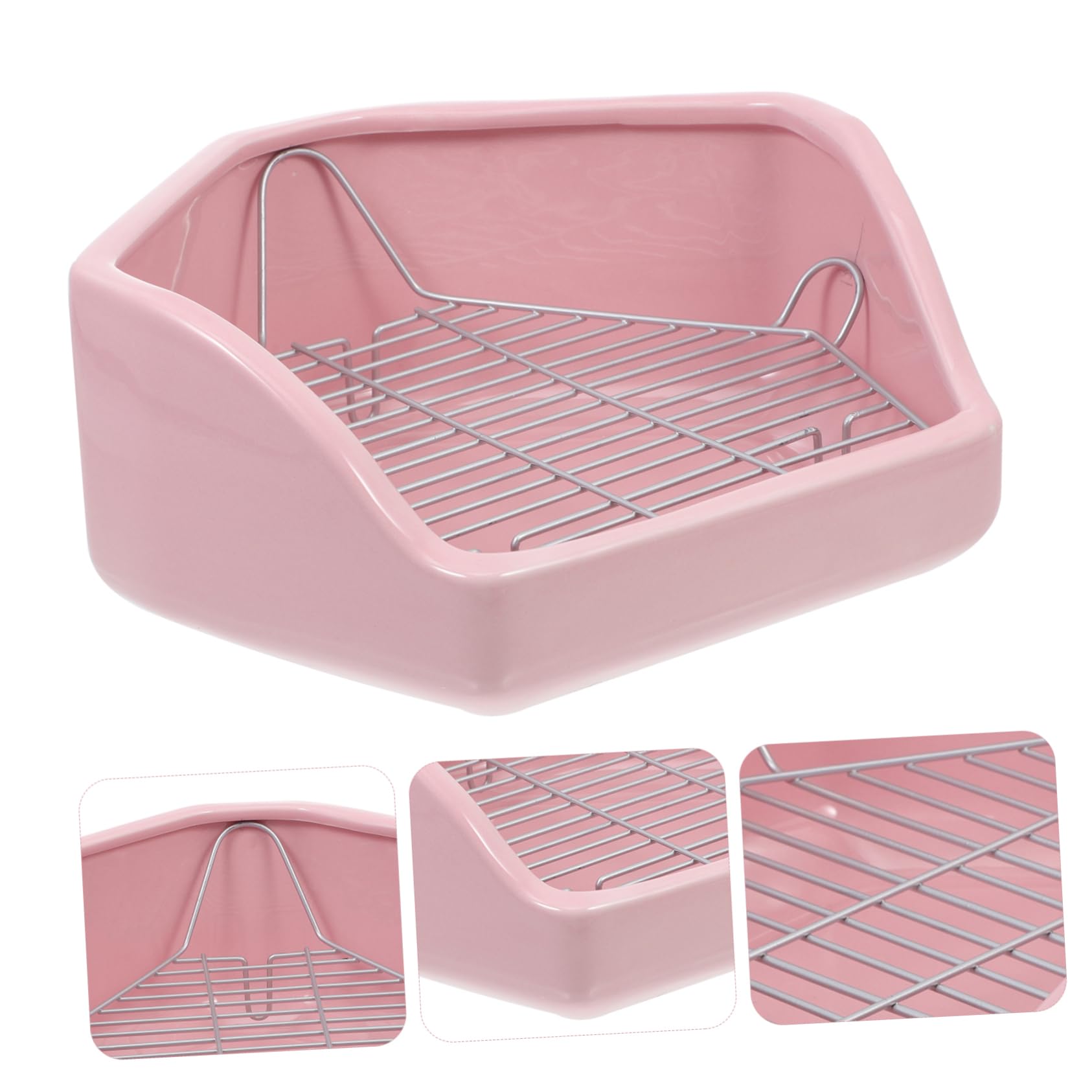 GALPADA Pentagonale Grande Lettiera Ceramica Ribaltamento per Coniglietti e Piccoli Animali Toilette Angolare Peso Maggiorato Addestramento Pet Toilet per Salotti Giardini e Parchi