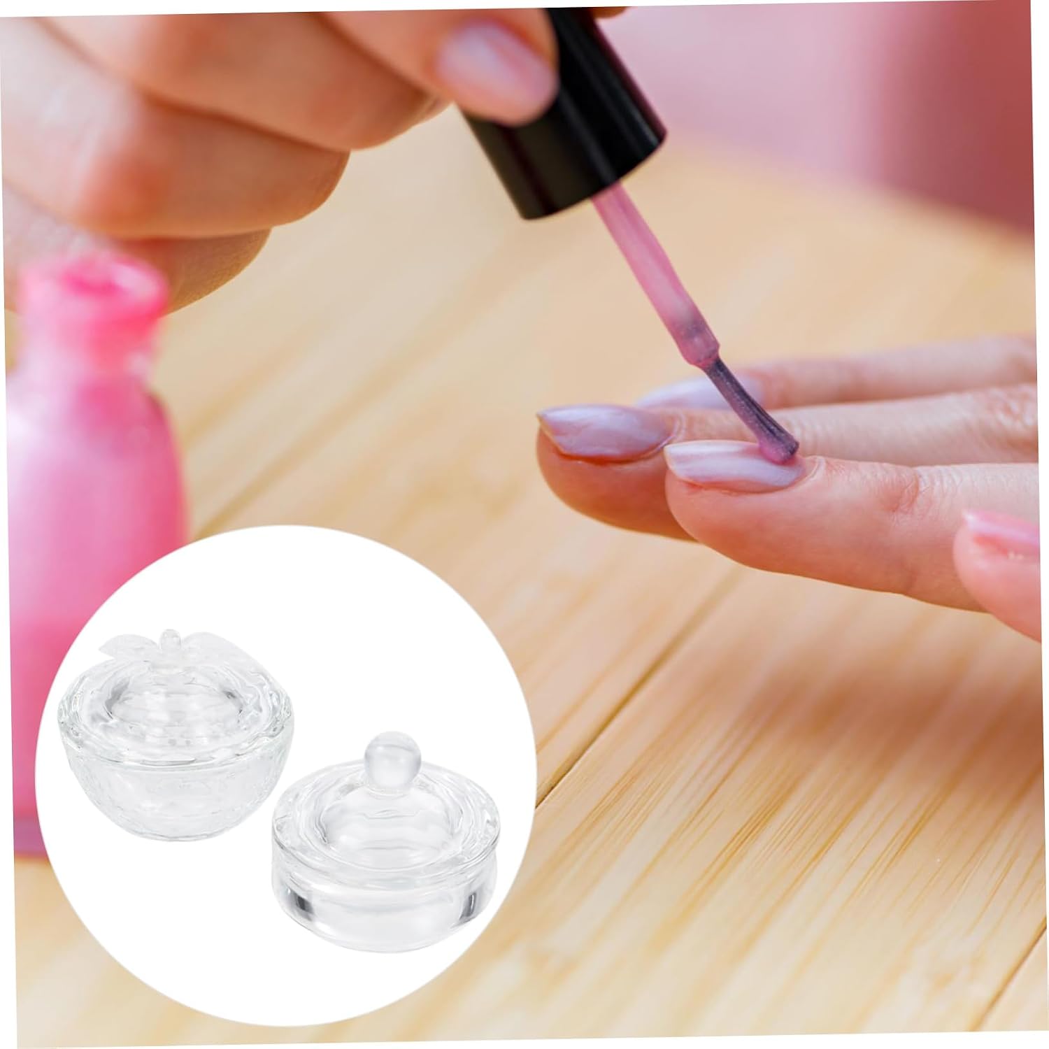 CANIGHT 6pcs Crystal Nail Art Cups with Lids Convenient Glass Containers for Manicures for Home and Salon Use Lightweight and Portable Design for Creative Nail Designs