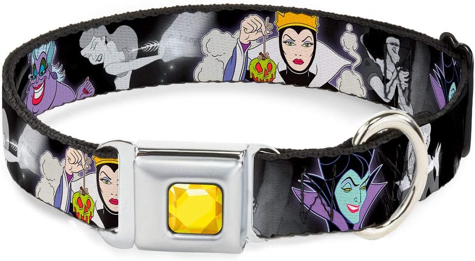 Buckle-Down Seatbelt Buckle Dog Collar - Villains Hexing Princess' Scenes Color/Black/White - 1" Wide - Fits 11-17" Neck - Medium