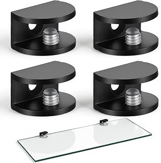 4 Pack Glass Shelf Brackets Adjustable Shower Glass Brackets Cabinet Shelf Clips Heavy Duty Wall Mount Clamp Holder for 5-8mm Glasses Shelves Replacement Parts