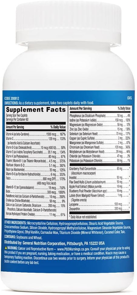 GNC Milestones Teen Multivitamin for Boys 12-17, Twin Pack, 120 Caplets per Bottle, Supports Energy Production and Muscle Function : Health & Household